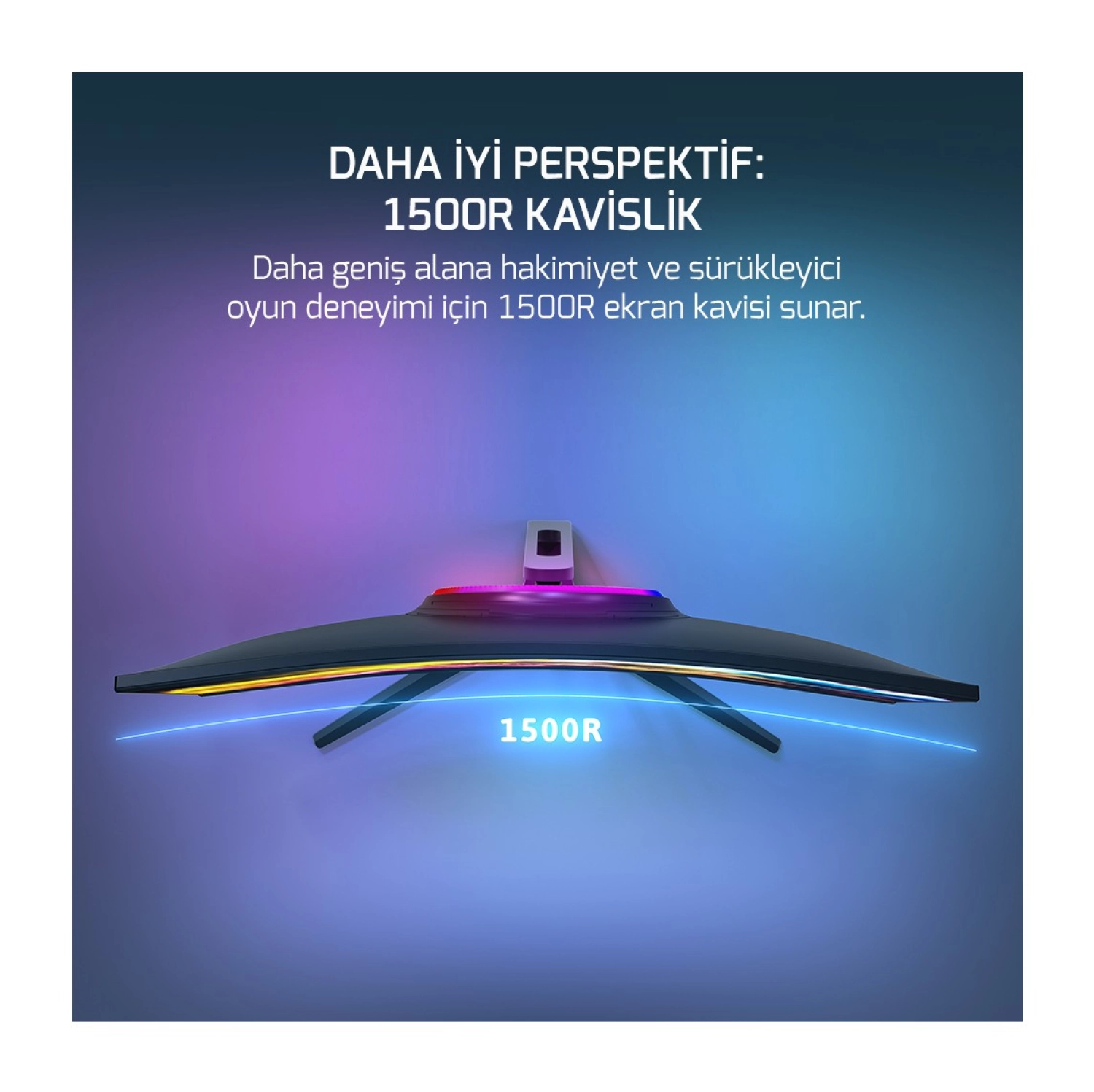 Gamepower 27'' Vivid V80 Va Panel Curved Rgb 280Hz 0.5Ms Fhd 2X2W Speaker Gaming Monitör (Sıfır Ölü Piksel Garantili) - Görsel 4