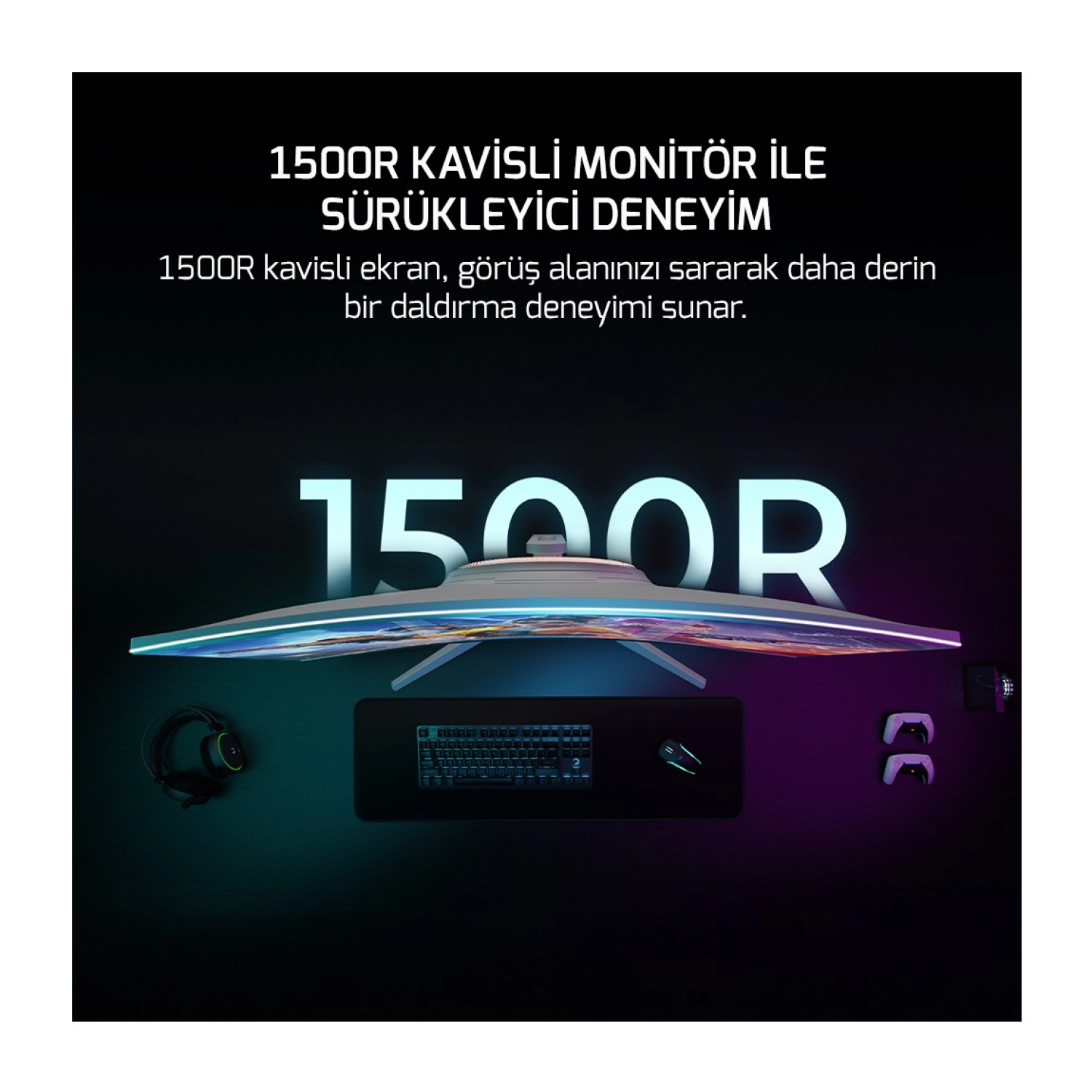 Gamepower Vivid T50 27'' 1500R Curved Rgb Beyaz 200Hz 0.5Ms Fhd 2X2W Speaker Va Gaming Monitör - Görsel 4