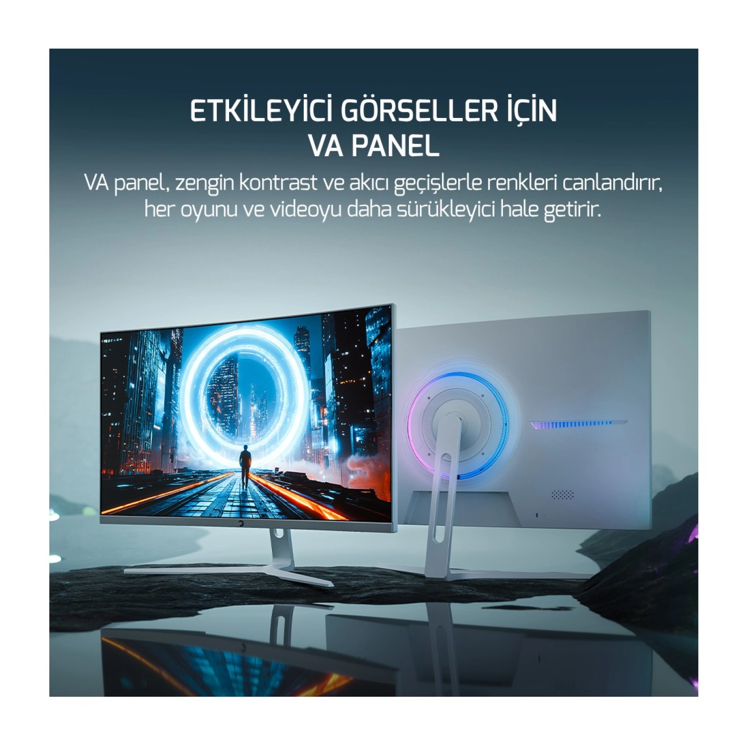 Gamepower Vivid T50 27'' 1500R Curved Rgb Beyaz 200Hz 0.5Ms Fhd 2X2W Speaker Va Gaming Monitör - Görsel 2