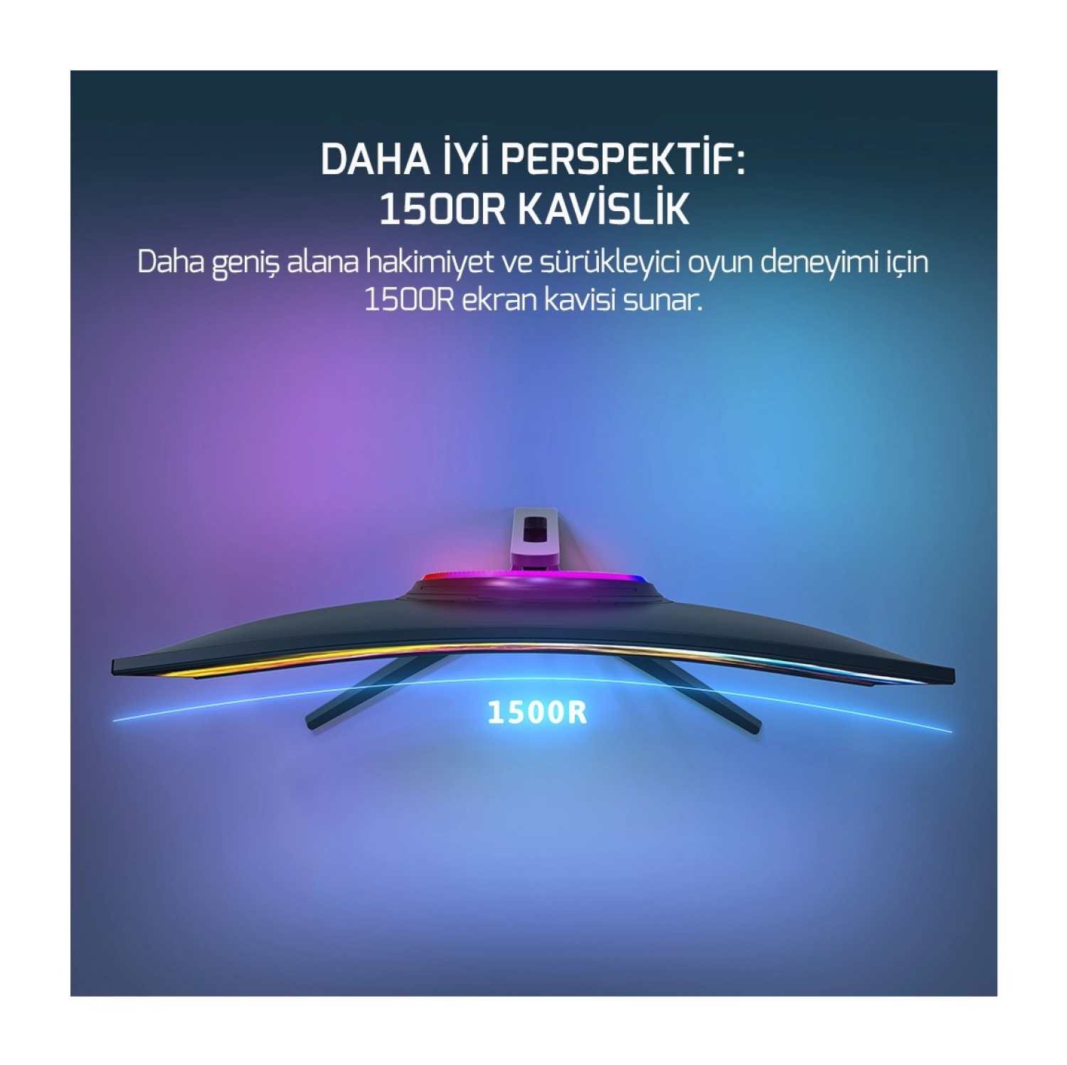 Gamepower Vivid T50 27'' Curved Rgb 180Hz 0.5Ms Fhd 1500R Curved 2X2W Speaker Va Gaming Monitör - Görsel 4