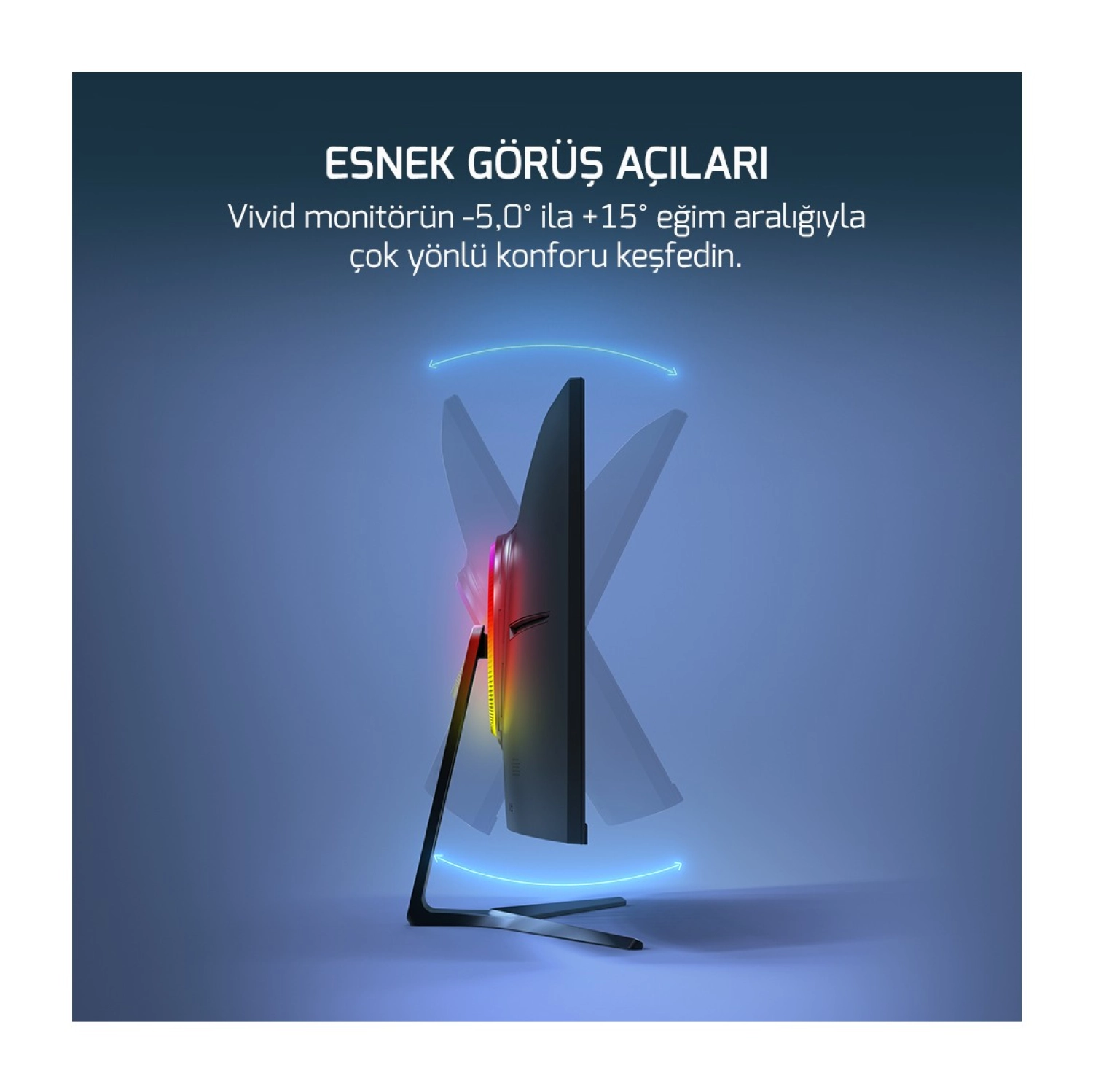 Gamepower Vivid T50 27'' Curved Rgb 180Hz 0.5Ms Fhd 1500R Curved 2X2W Speaker Va Gaming Monitör - Görsel 7