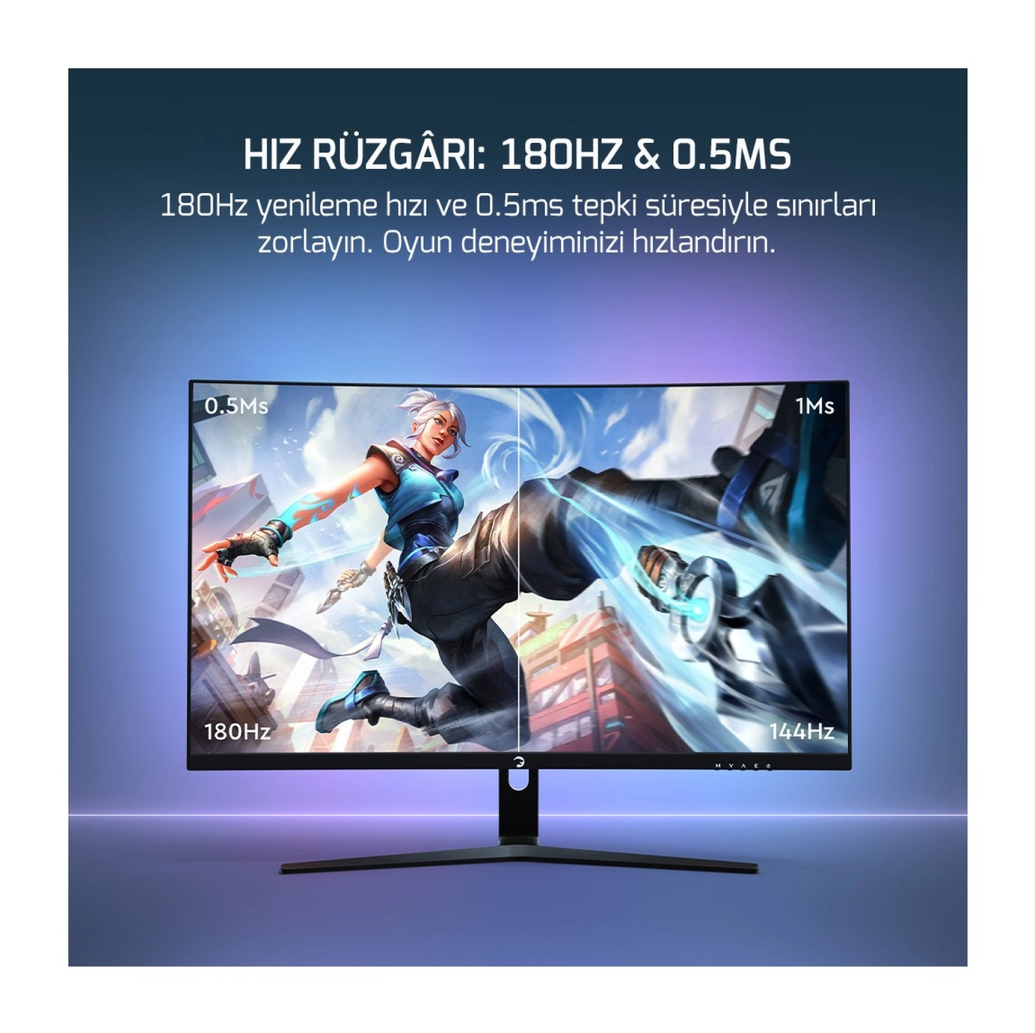 Gamepower Vivid T50 27'' Curved Rgb 180Hz 0.5Ms Fhd 1500R Curved 2X2W Speaker Va Gaming Monitör - Görsel 2