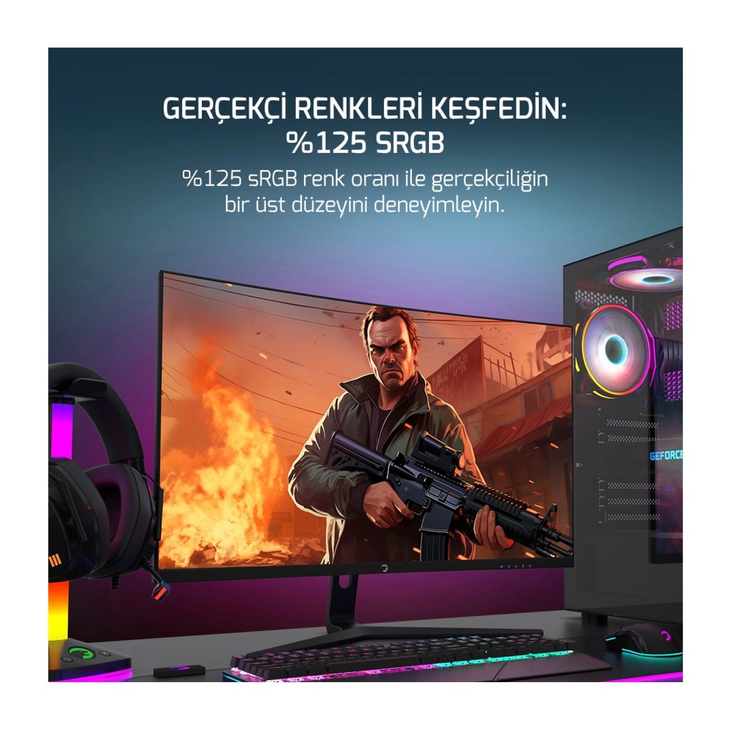 Gamepower Vivid T50 27'' Curved Rgb 180Hz 0.5Ms Fhd 1500R Curved 2X2W Speaker Va Gaming Monitör - Görsel 8