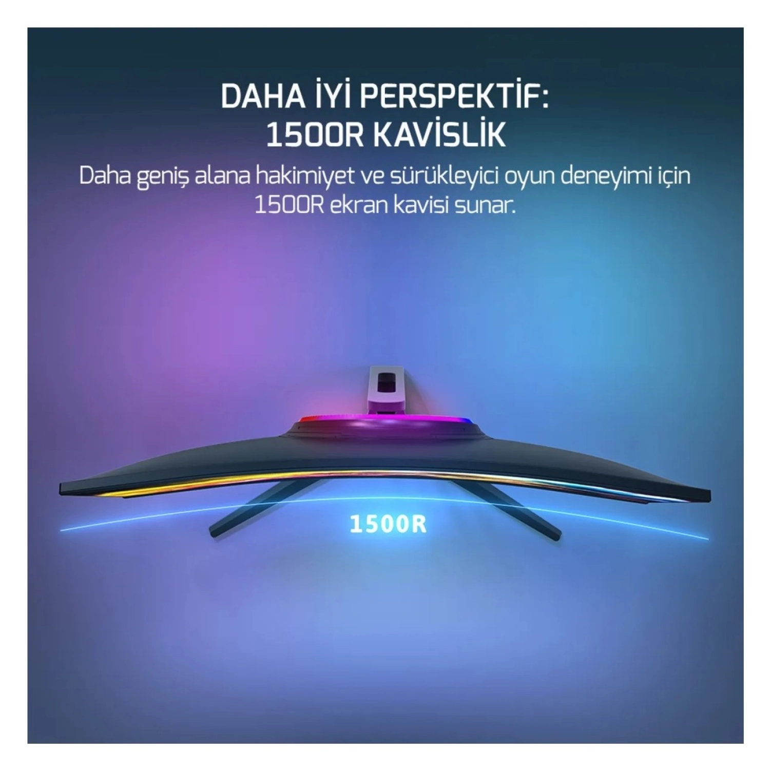 Gamepower Vivid V60 27" 240 Hz 0.5 Ms (Dp+Hdmi+Usb) Fhd Freesync & G-Sync 1500R Hdr Siyah Rgb Curved Gaming Monitör - Görsel 6