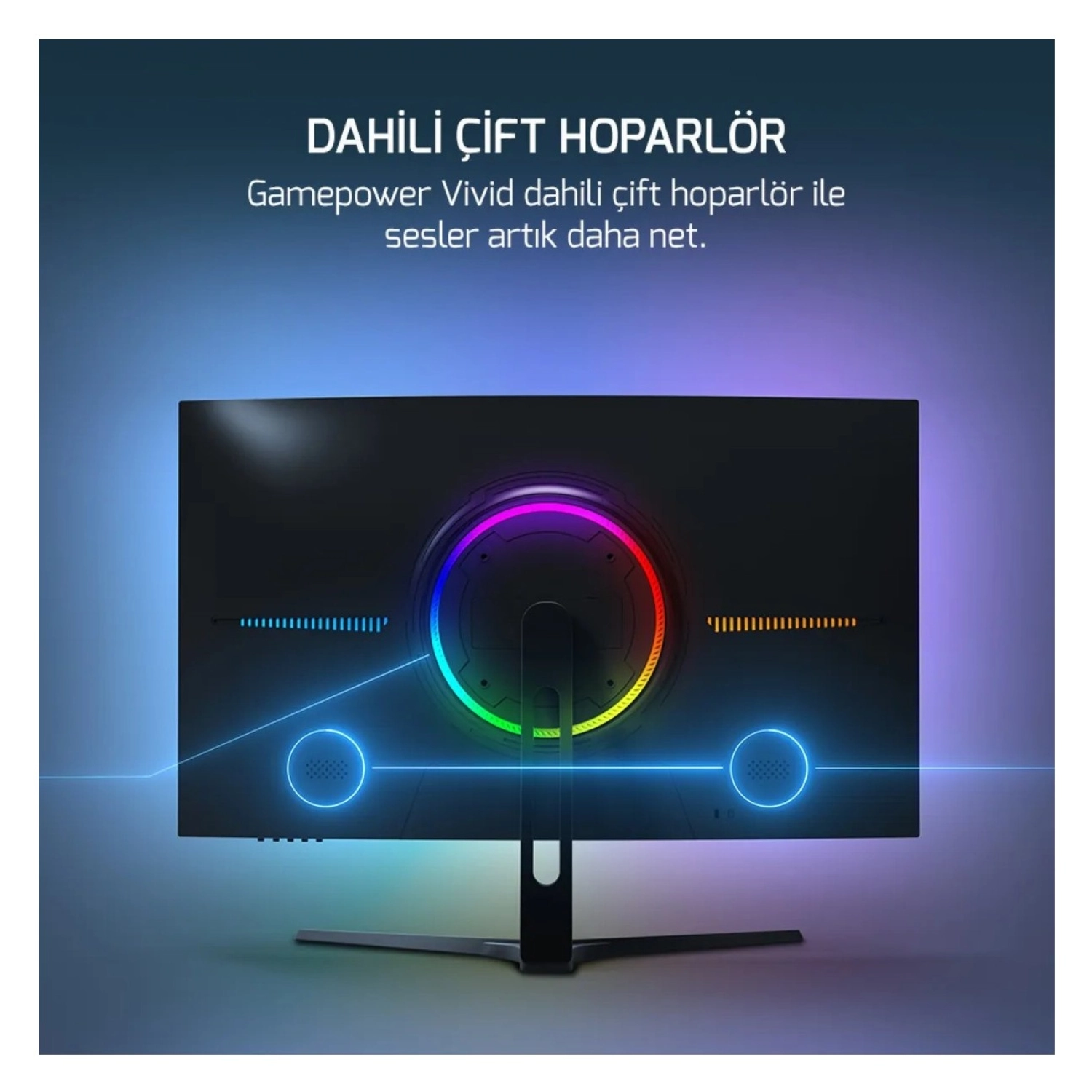 Gamepower Vivid V60 27" 240 Hz 0.5 Ms (Dp+Hdmi+Usb) Fhd Freesync & G-Sync 1500R Hdr Siyah Rgb Curved Gaming Monitör - Görsel 2