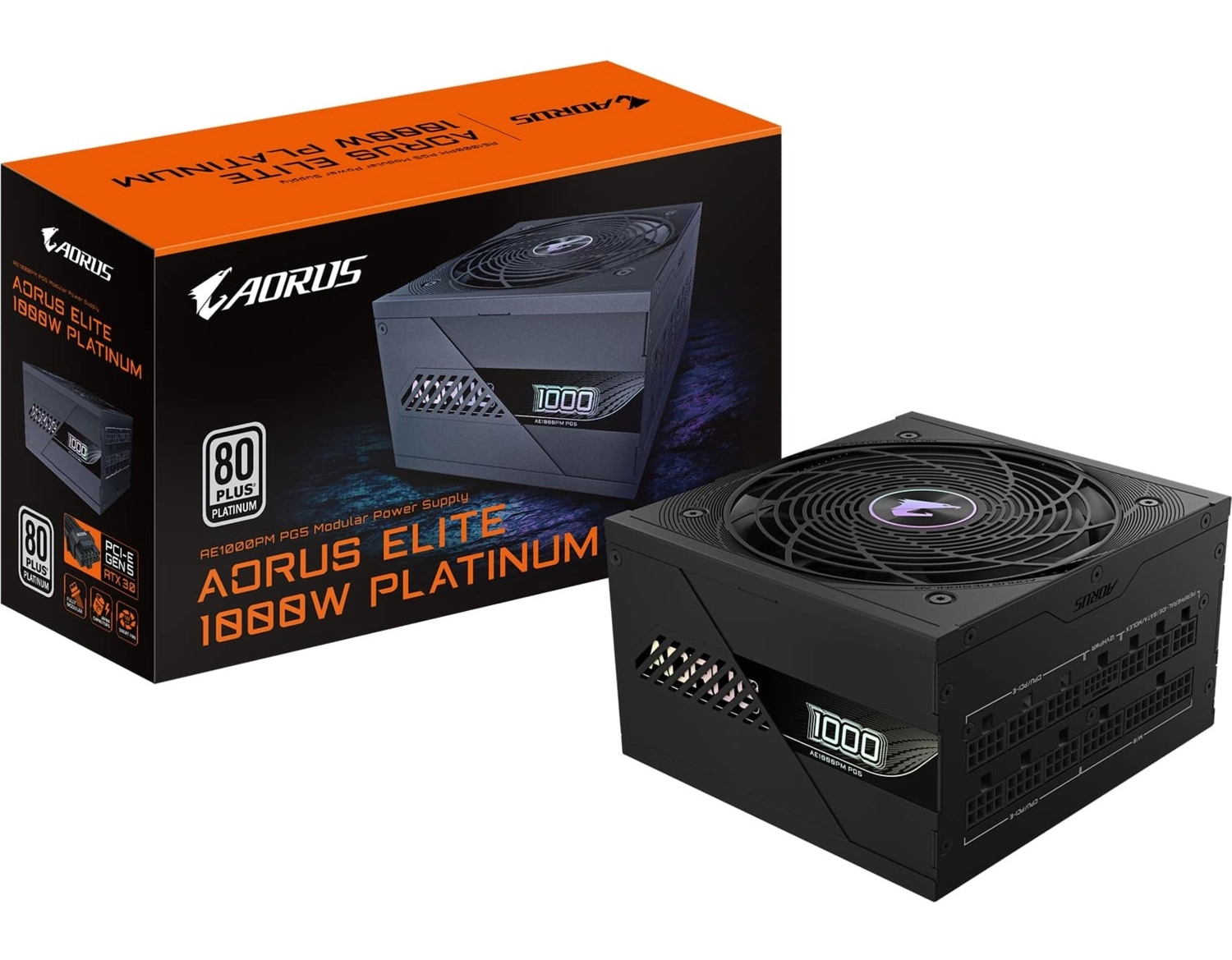 Gigabyte Aorus Elite Gp-Ae1000Pm Pg5 1000W 80+ Platinium Pcıe 5.0 - Atx 3.1 Full Modüler Siyah Power Supply ürün görseli