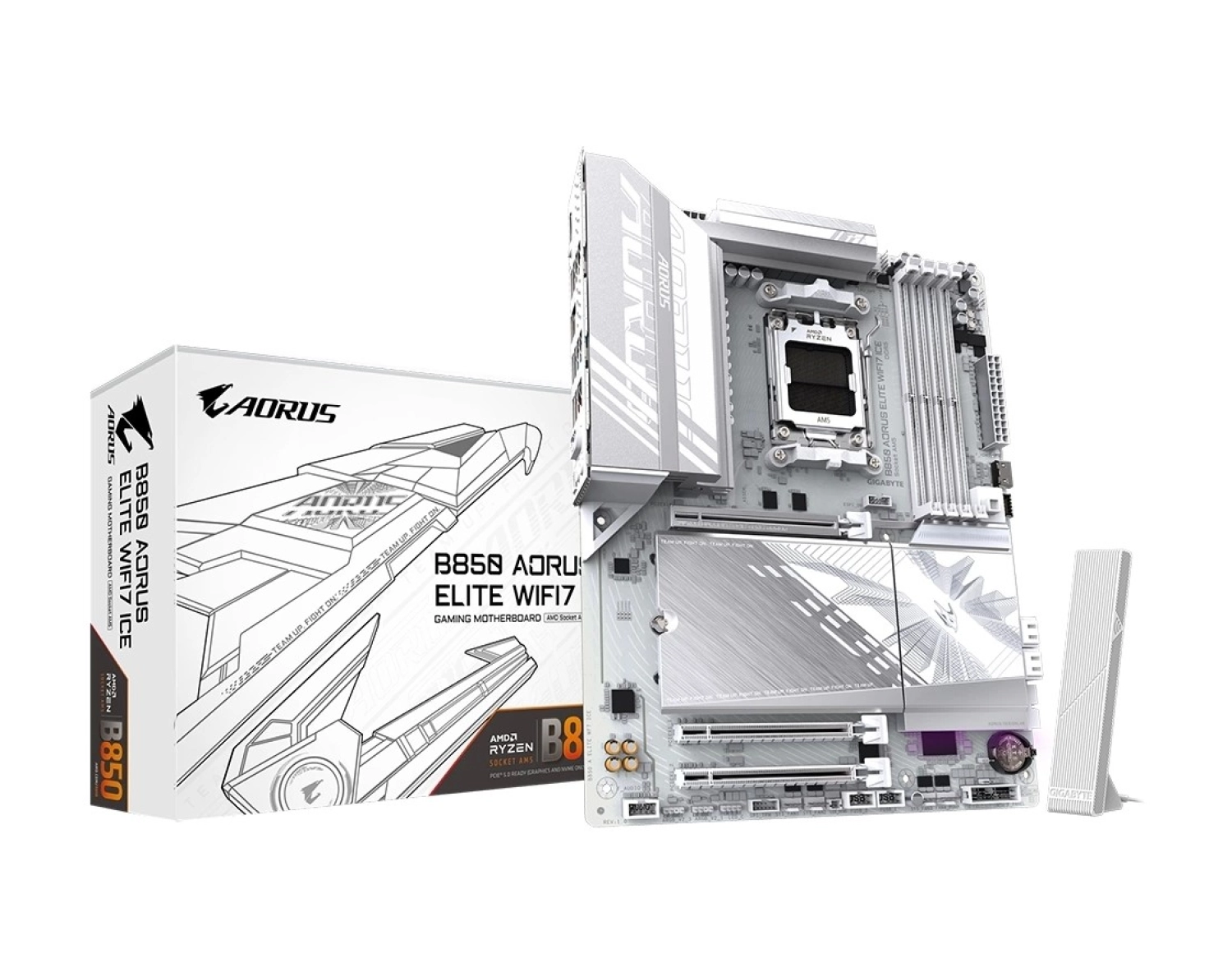 Gigabyte B850 Aorus Elite Wıfı 7 Ice Ddr5 8266 Mhz 8200 (Oc) M.2 1555 Pin Am5 Atx Anakart ürün görseli