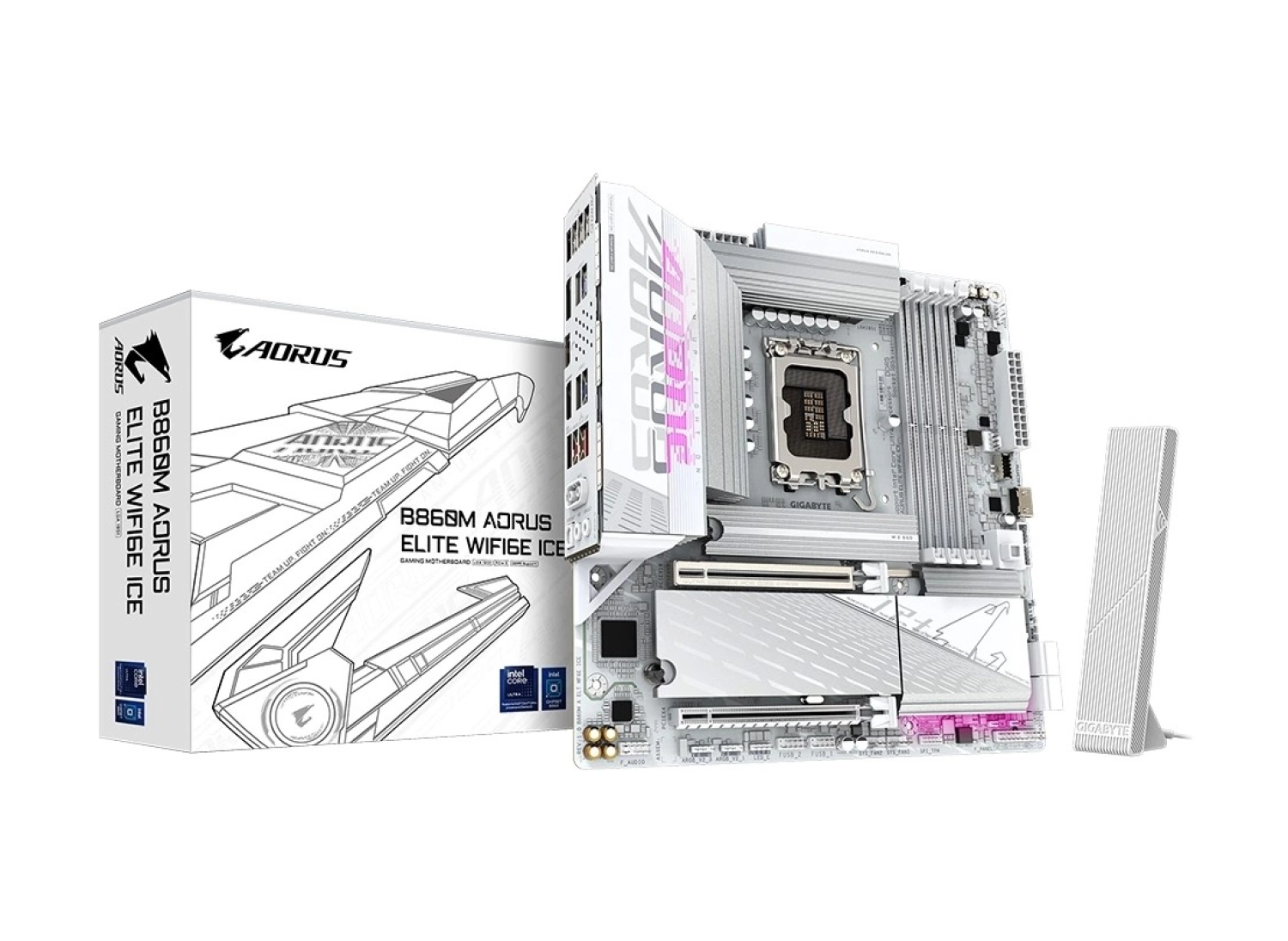 Gigabyte B860M Aorus Elite Wifi6E Ice Ddr5 9200Mhz (Oc) M.2 1851P Matx Anakart ürün görseli