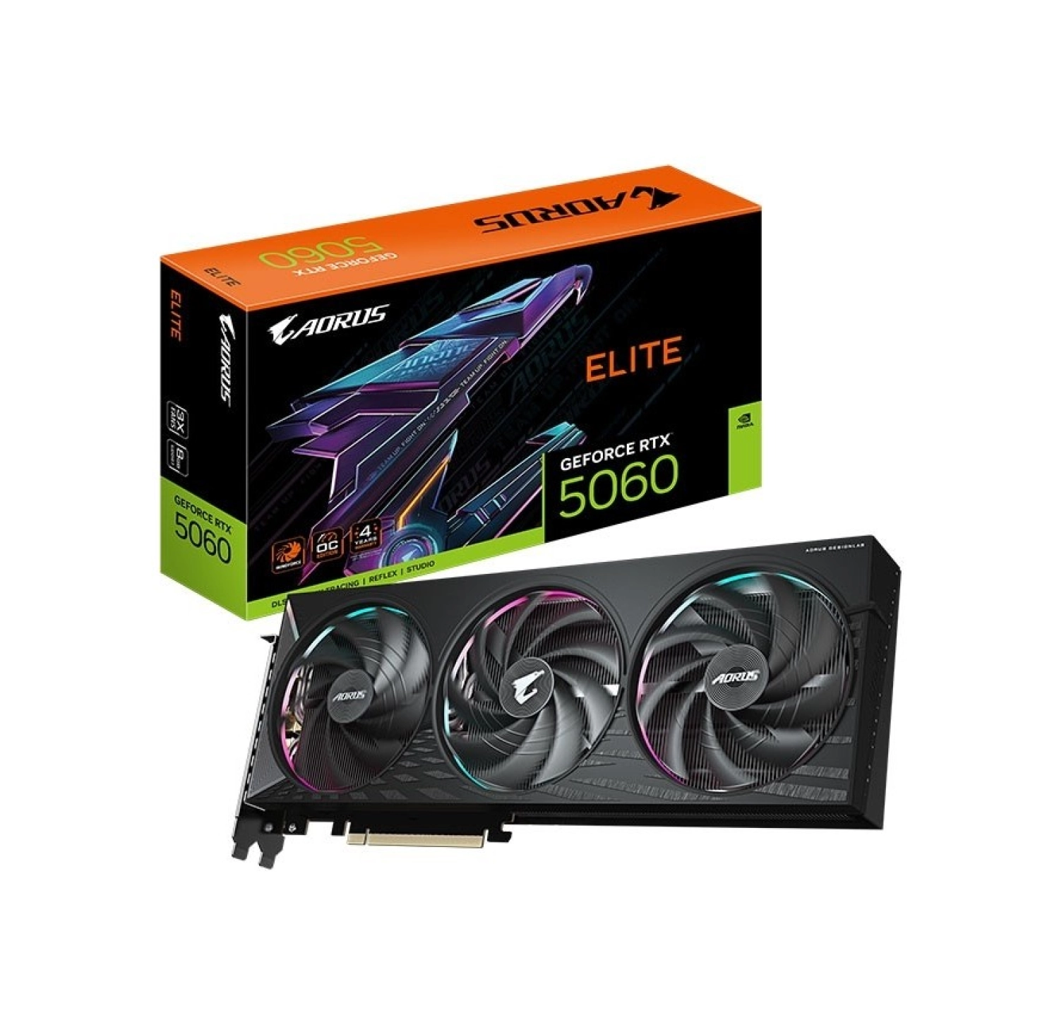Gigabyte Vga Nvidia 8Gb Gddr7 Rtx5060 Elıte Gv-N5060Aorus E-8Gd 128Bit/3Xdp/1Xhdmi/3Xfan ürün görseli