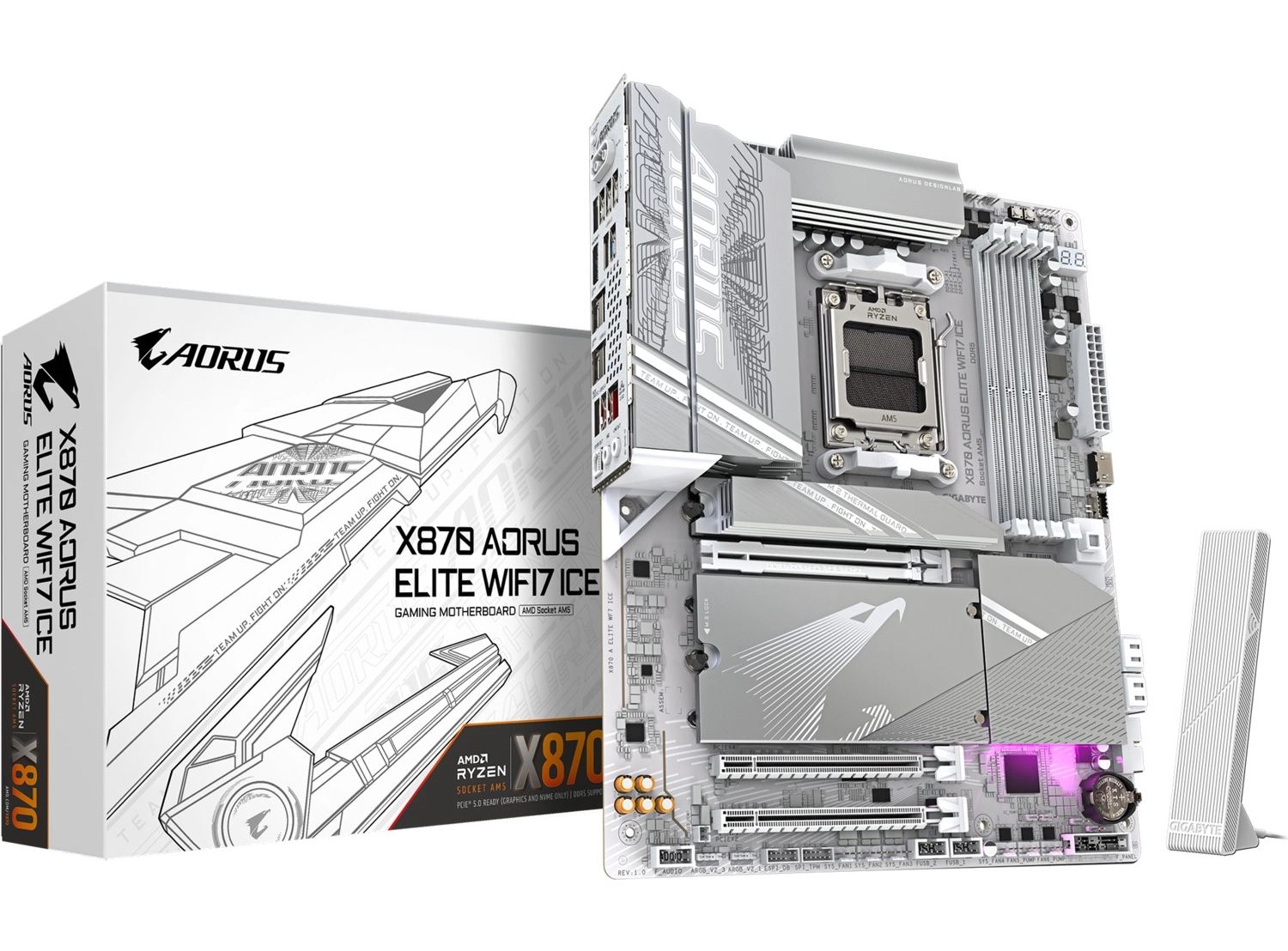 Gigabyte X870 A Elıte Wf7 Ice Atx Anakart, Amd X870 Chipset, Ddr5 Bellek, Am5 Soket Tipi - Görsel 3