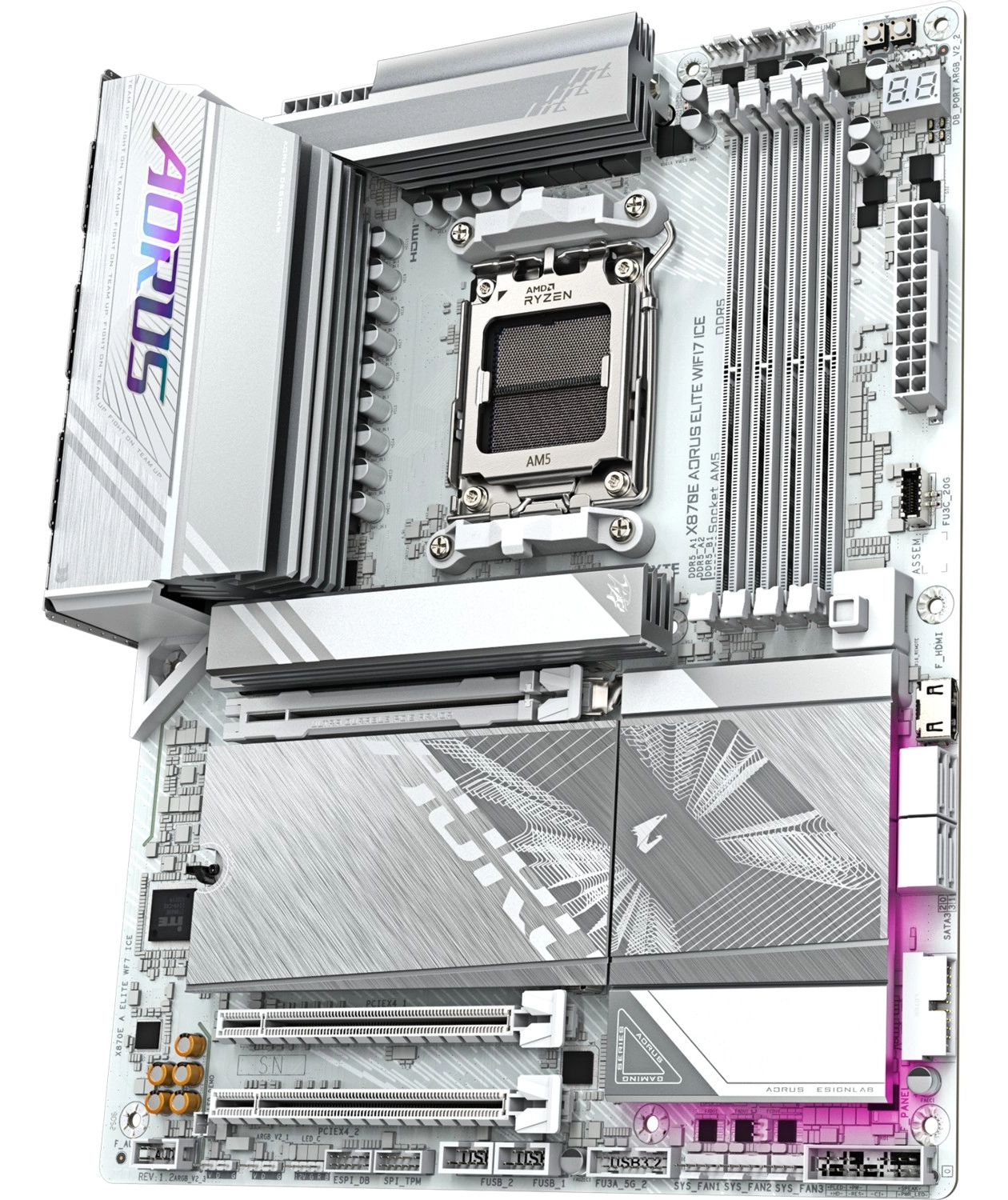 Gigabyte X870E Aorus Elıte Wıfı7 Ice Atx Anakart, Amd X870E, Ddr5, Am5 - Görsel 2