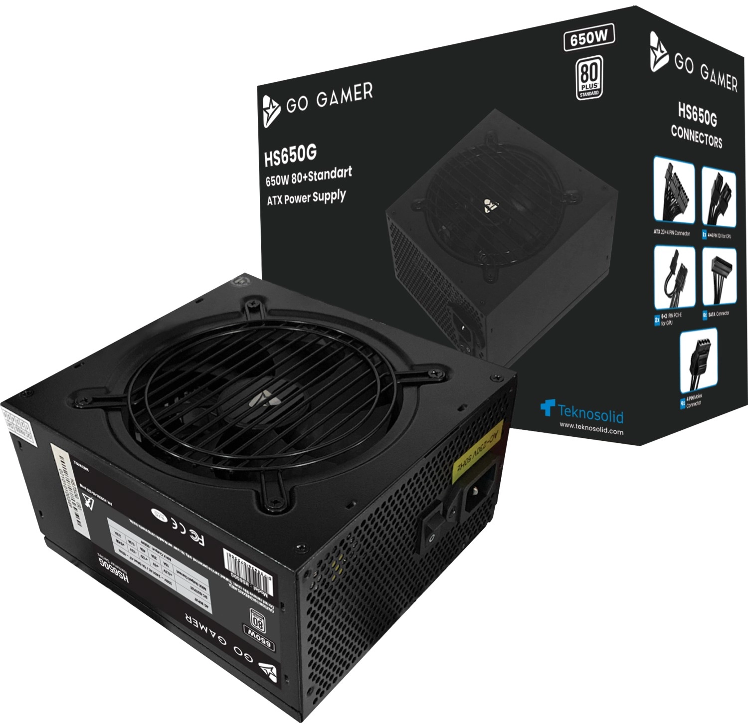 Go Gamer Hs650G 650W 80+ Certified Hammer Series Power Supply ürün görseli