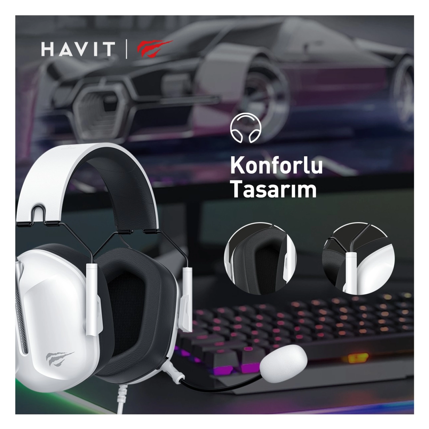 Havit Gamenote H2033D Mikrofonlu 50Mm Speaker Gaming Kulaklık 3.5Mm Jack - Görsel 5