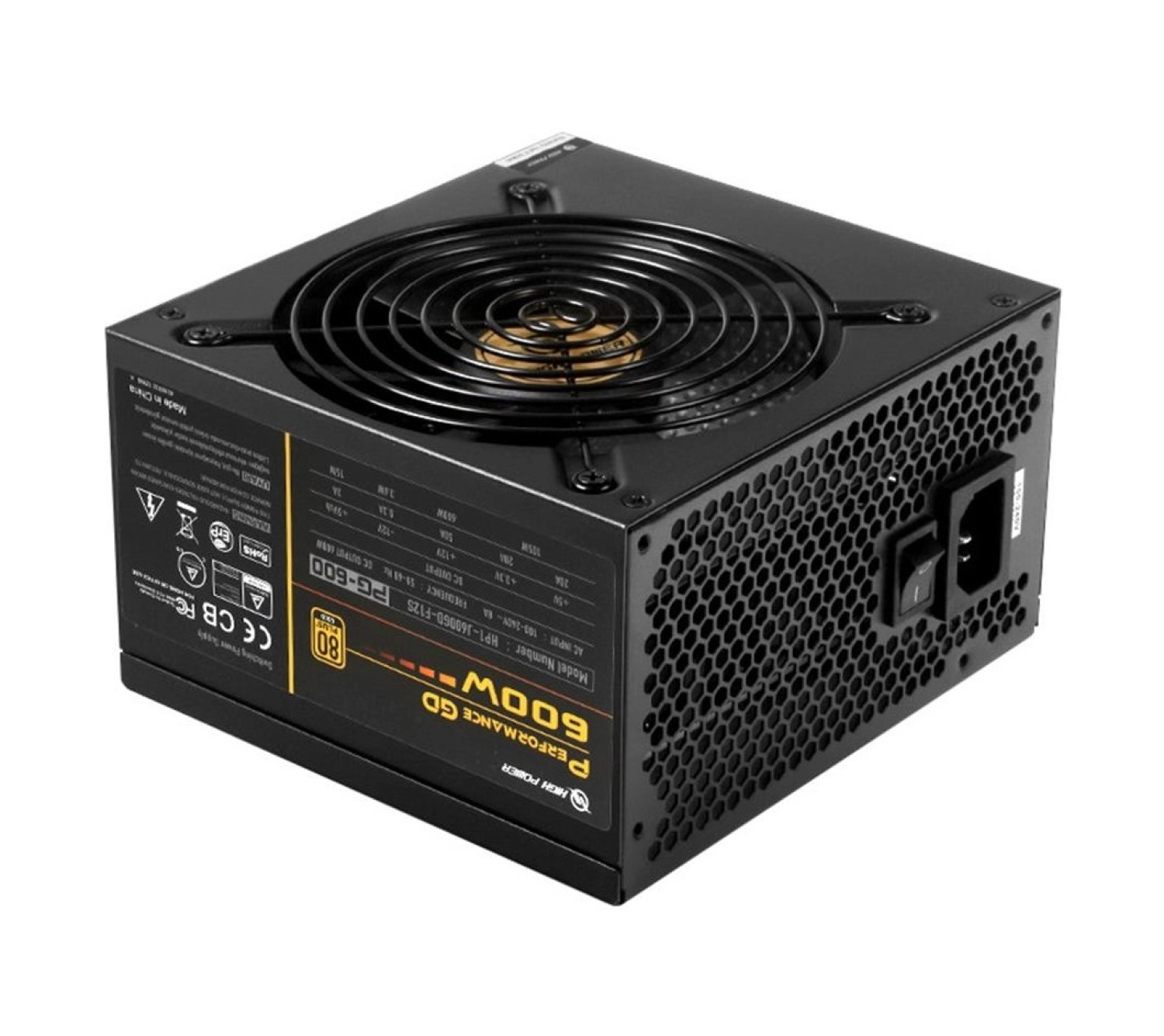 High Power Hp1-J600Gd-F12S Performance Gd 600W 80+ Gold 50A Single Rail Aktif Pfc Siyah Power Supply ürün görseli