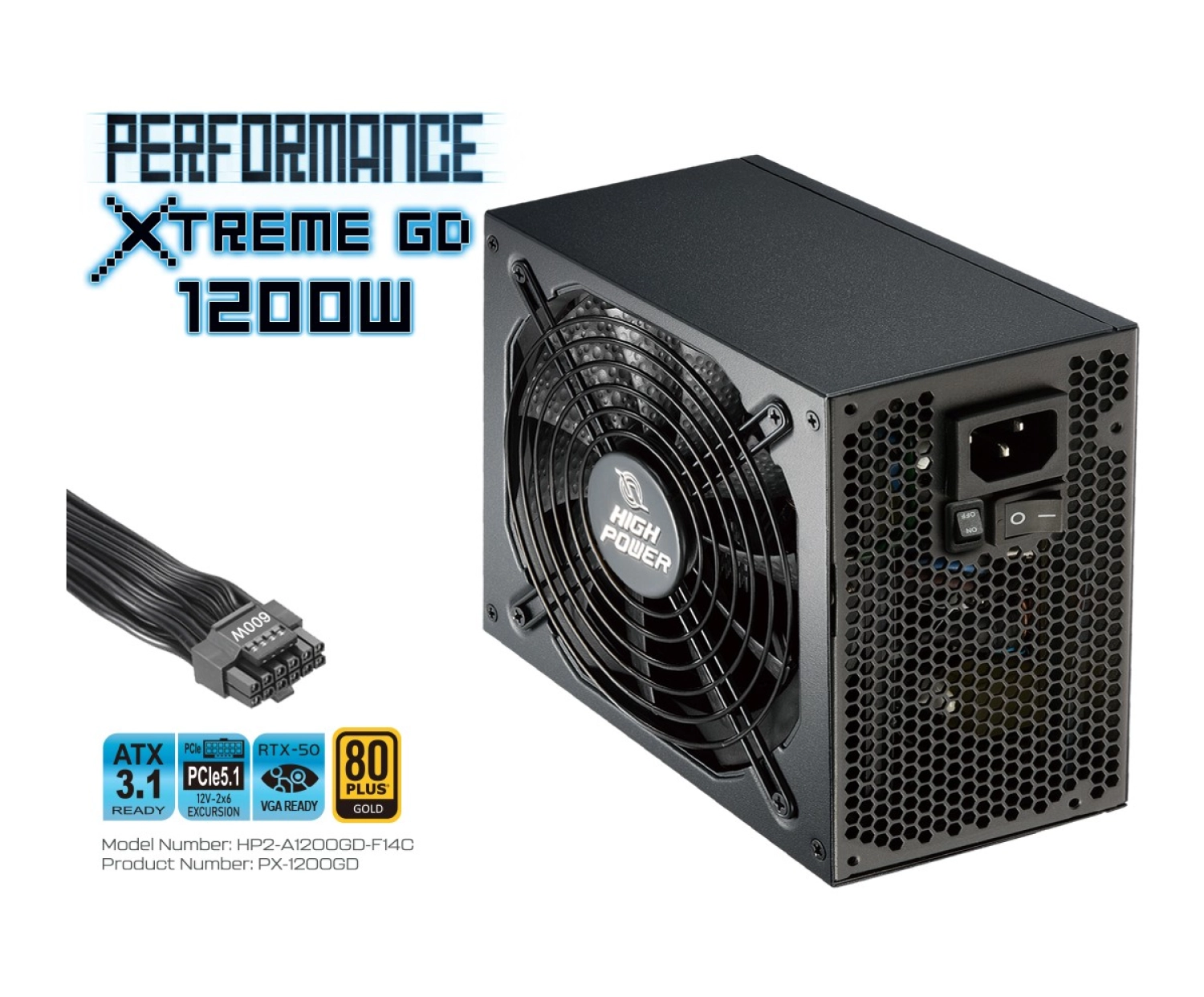 High Power Xtreme Gold Atx 3.1 1200W 80+ Gold Pcıe 5.1 Atx Güç Kaynağı (Hp2-A1200Gd-F14C) - Görsel 2