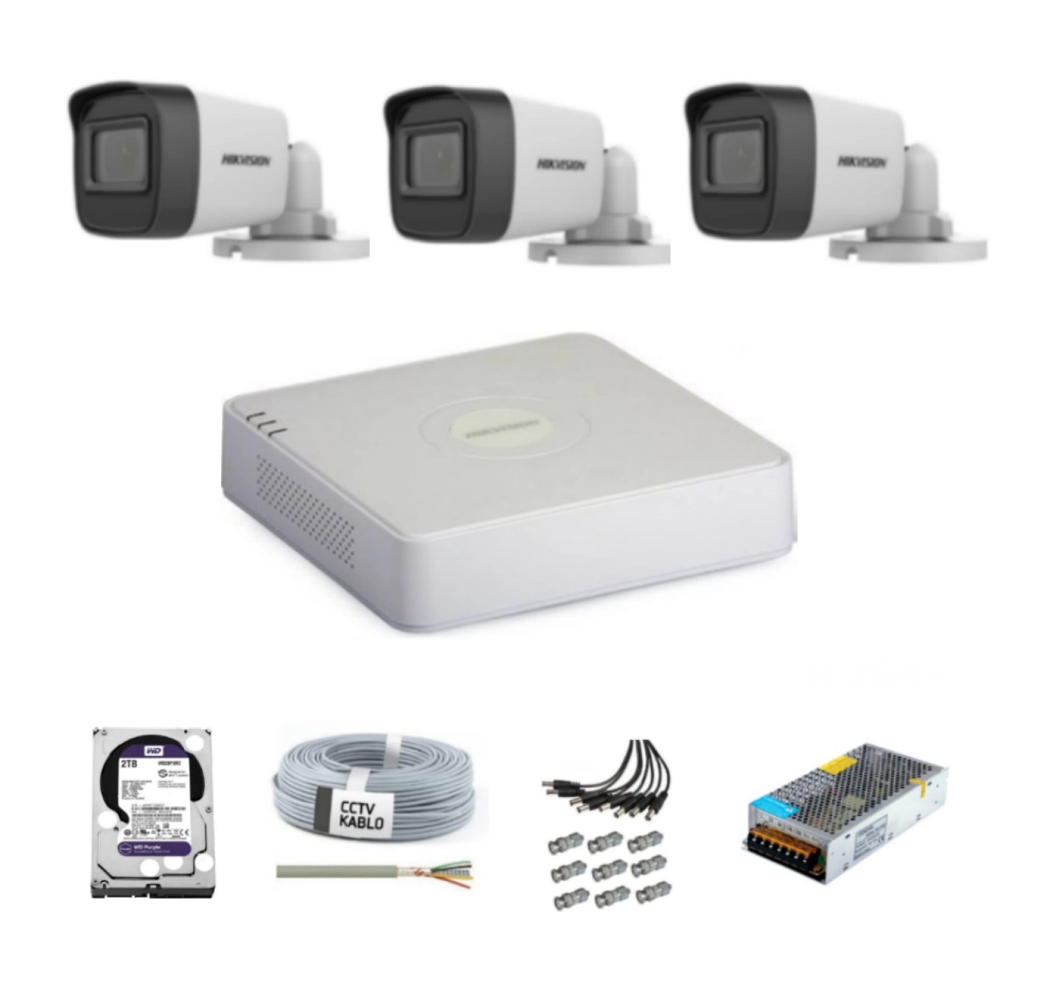 Hikvision Haıkon 3 Kameralı Güvenlik Kamera Hazır Set ürün görseli