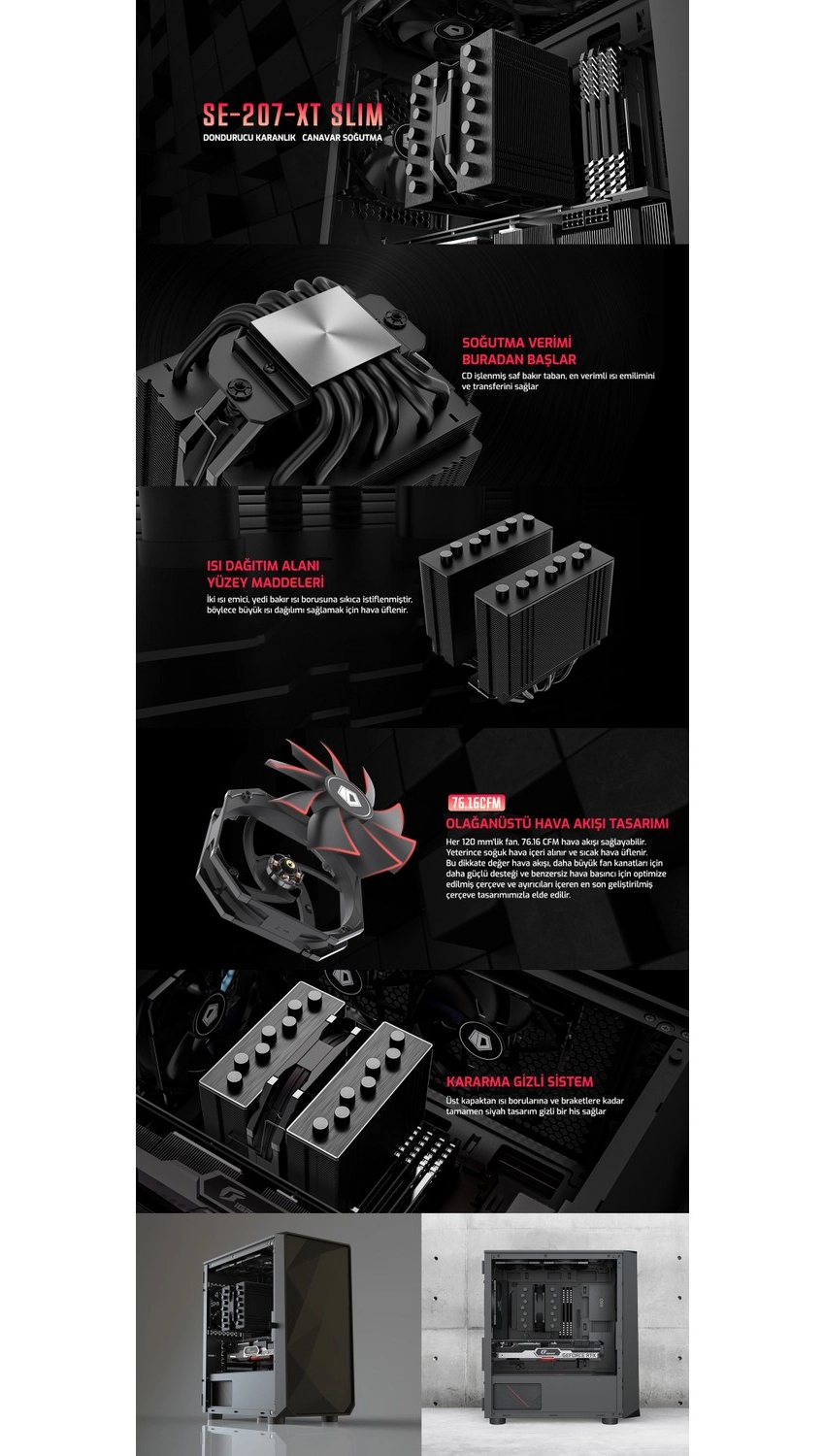Id-Cooling Se-207-Xt Slim 4Pin Pwm 2X120Mm Işlemci Soğutucu - Görsel 6