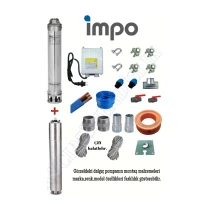 İmpo Sk 402/14 1Hp Krom Başlıklı 35 Mt Yassı Kablolu Ve Panolu 70 Mt Halatlı Çift Vanalı Akıtma Başlıklı Monofaze Takım Dalgıç Pompa