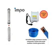 İmpo Sk 404/18 Krom Başlıklı Derin Kuyu 2 Hp Monofaze Motorlu 30 Mt Kablolu Panolu Dalgıç Pompa