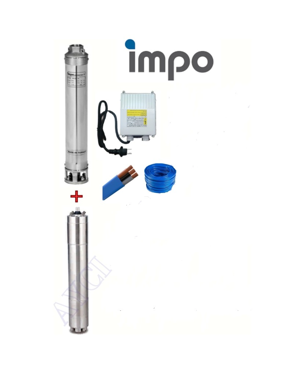 İmpo Sk 415/08 Krom Başlıklı Derin Kuyu 3 Hp Monofaze Motorlu 40 Mt Kablolu Panolu Dalgıç Pompa ürün görseli