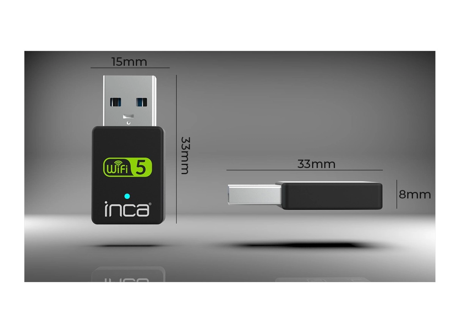 Inca Iuwa-650X 650Mbps Bluetooth 4.2 Dual-Bant Kablosuz-Ac Nano Usb Adaptör - Görsel 2
