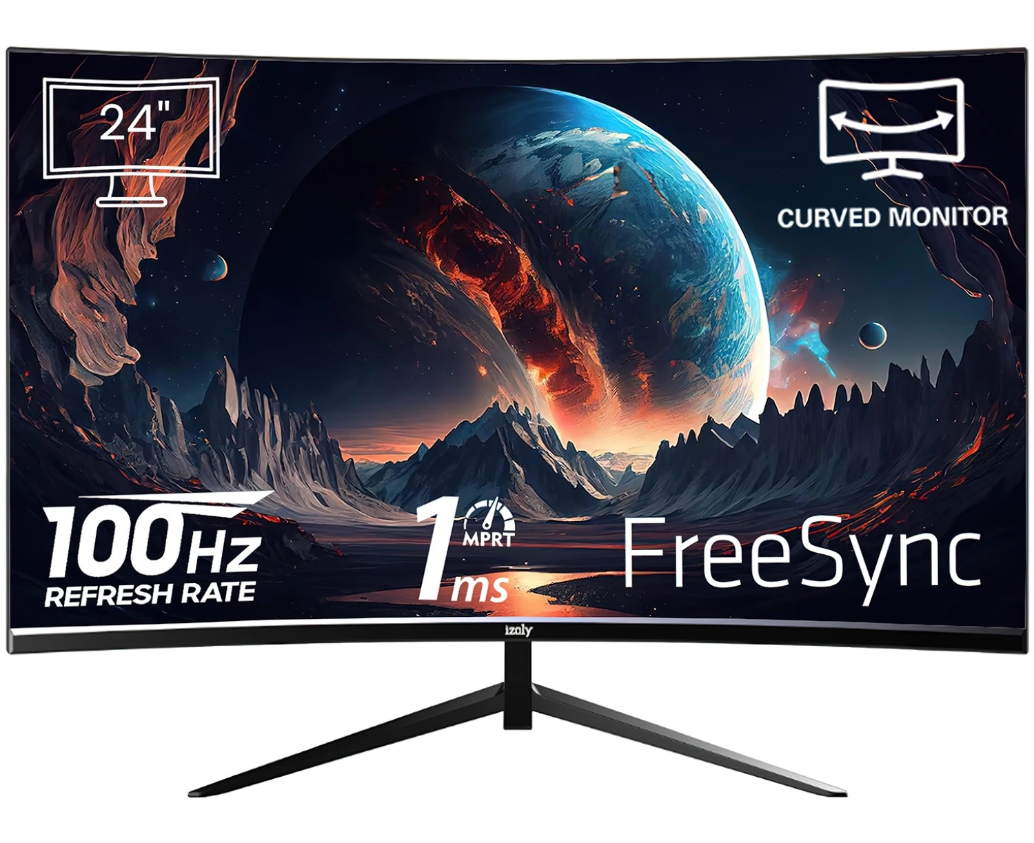 İzoly 2456 24" 100Hz 1Ms (Hdmi+Vga) Full Hd Curved Monitör ürün görseli