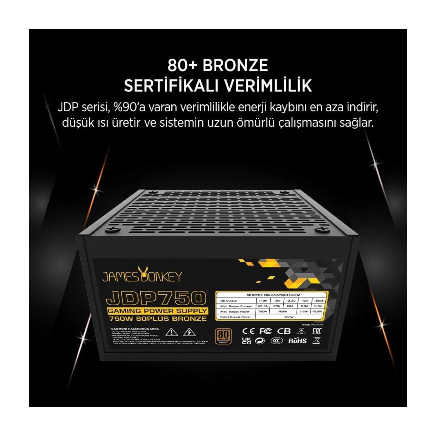 James Donkey Jdp750 Apfc 12Cm 750W Bronze 80+ Power Supply - Görsel 3