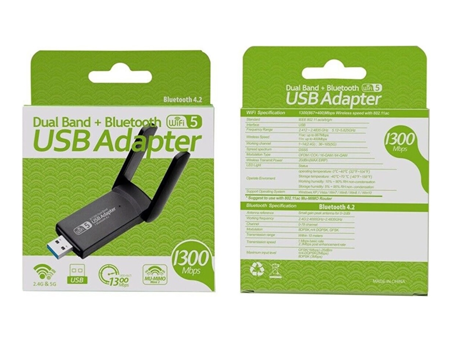 Kingboss 2.4/5G Ac1300 Usb 3.0 1300 Mbps Wireless Adaptör - Görsel 2