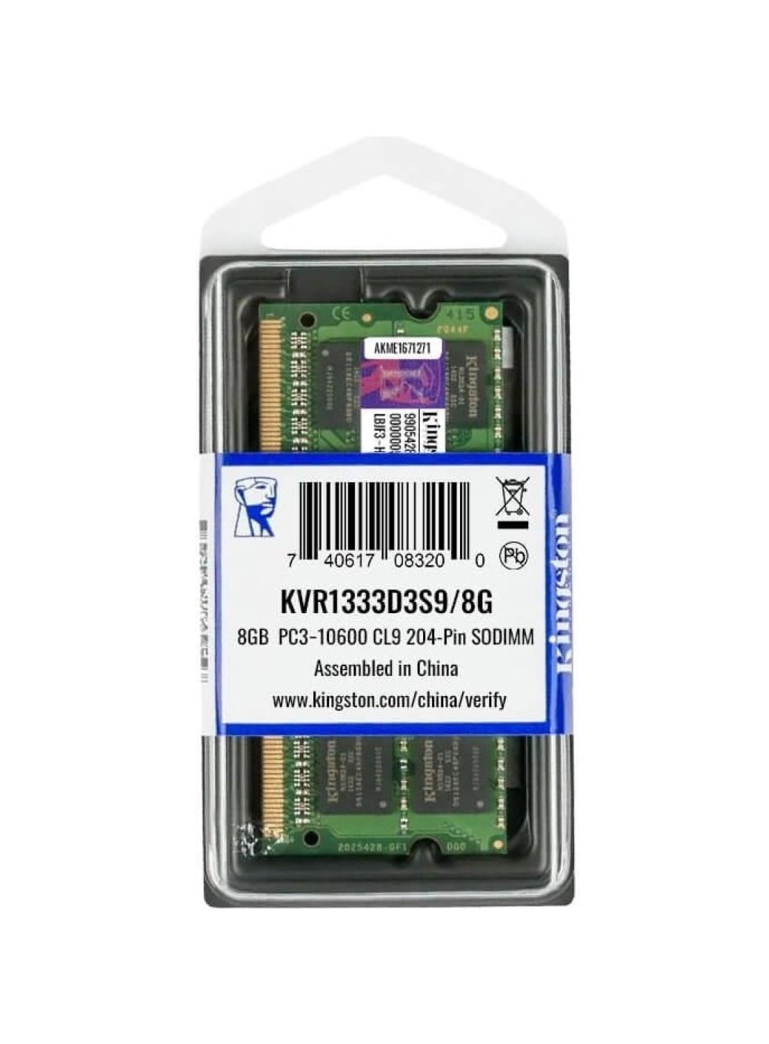 Kingston 8Gb Ddr3 1333 Mhz Notebook Ram Bellek - Kvr1333D3S9/8G - 1.5V ürün görseli