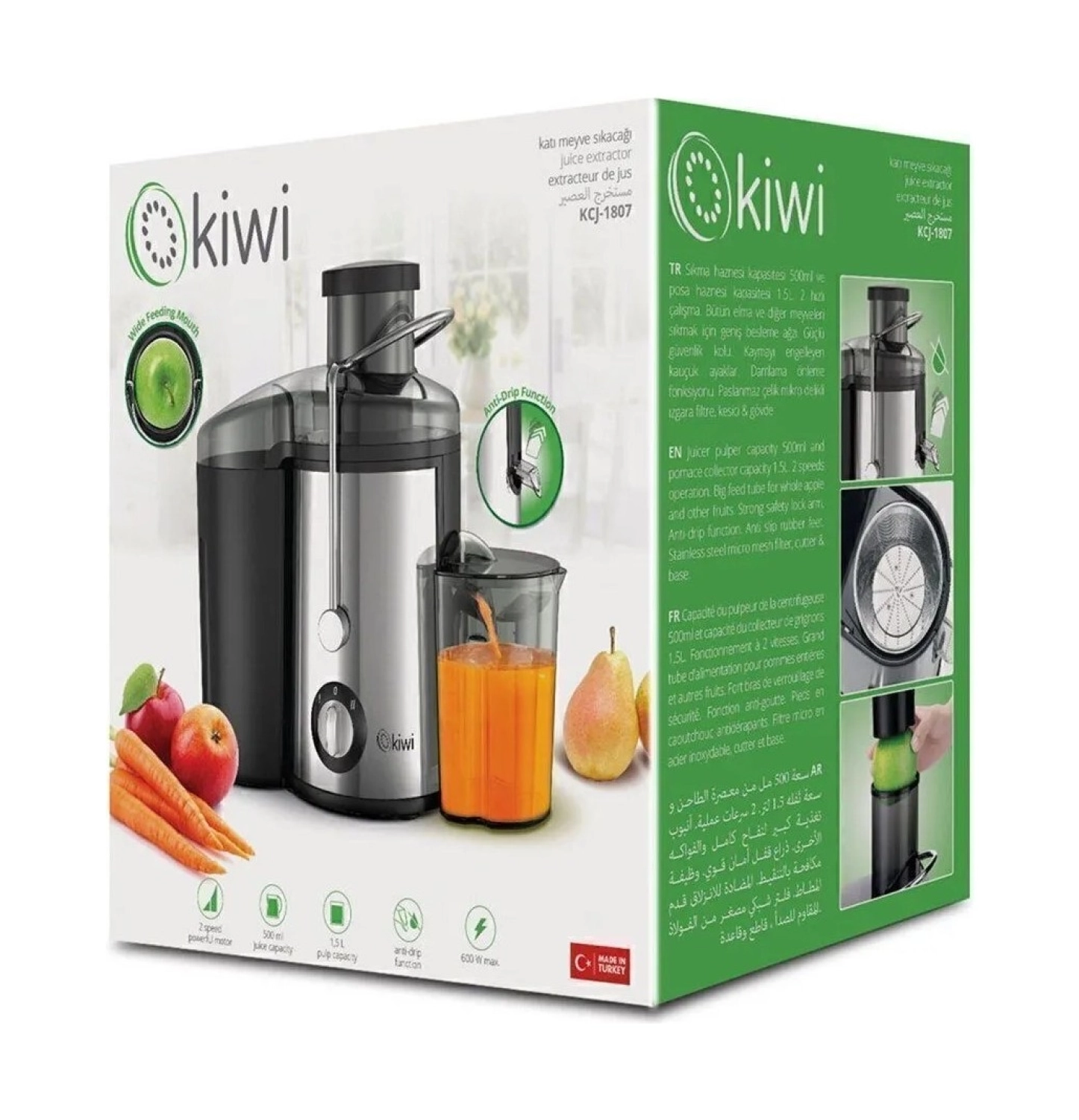 Kiwi Kcj-1807 600 W Katı Meyve Sıkacağı - Görsel 3