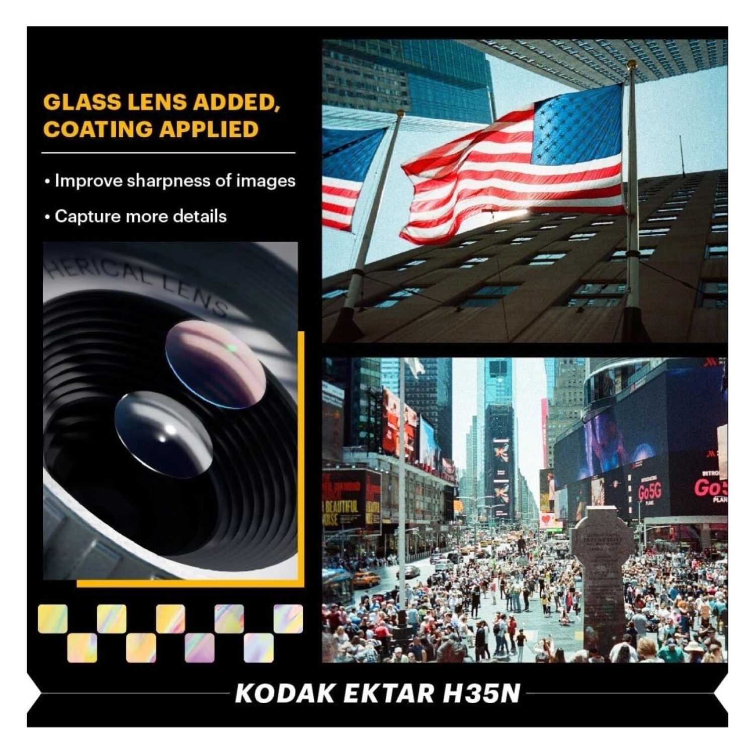 Kodak Ektar H35N Yarım Kare Film Kamerası, Yıldız Filtresi, Kaplamalı Lens - Görsel 4