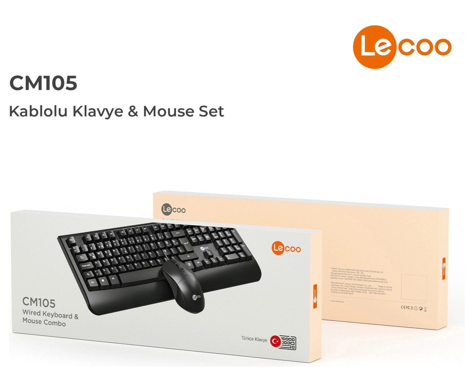 Lecoo Cm105 Usb Kablolu Türkçe Q Klavye & Mouse Set Siyah - Görsel 2