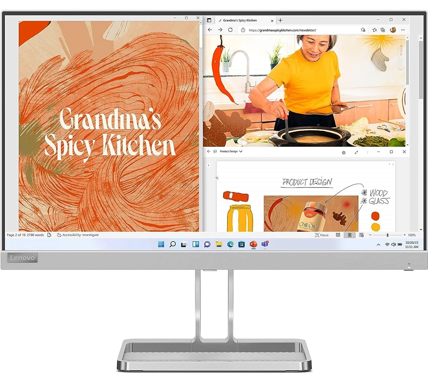 Lenovo L22I-40 21.5" 75Hz 4Ms (Hdmı-Vga) Fhd Ips Wled Monitör 67Aekacbtk - Görsel 2