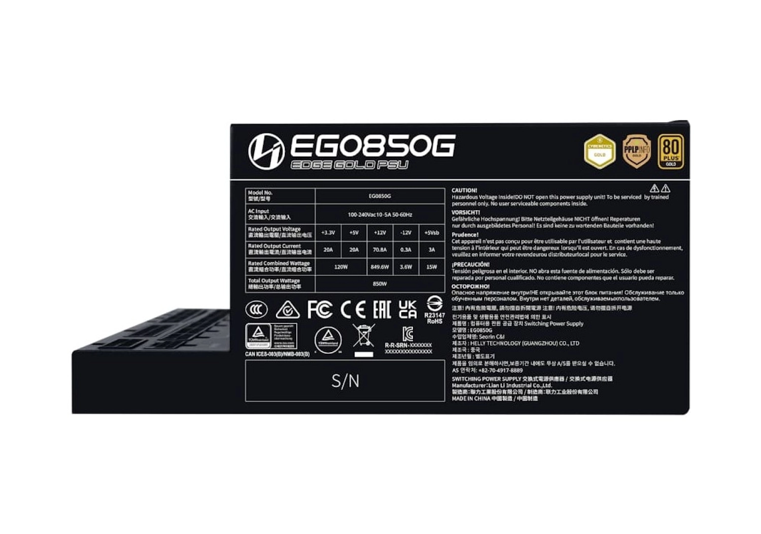 Lian Li Edge850 Siyah 850W 80+ Gold Atx Power Supply (G9P.eg0850G.b000.Eu) - Görsel 3