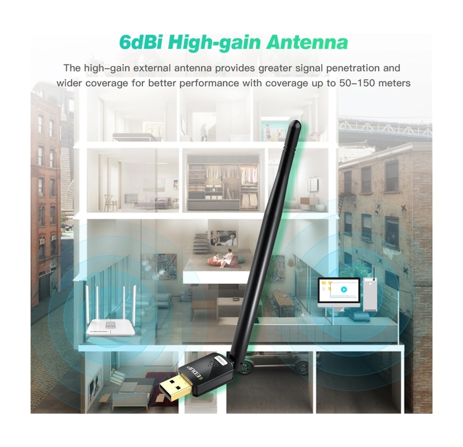 Livx Edup Usb Wifi Pro Sinyal Yakınlaştırıcı – Güçlendirici Adaptör Kartı 150 Mbps Ep-Ms8551 - Görsel 3