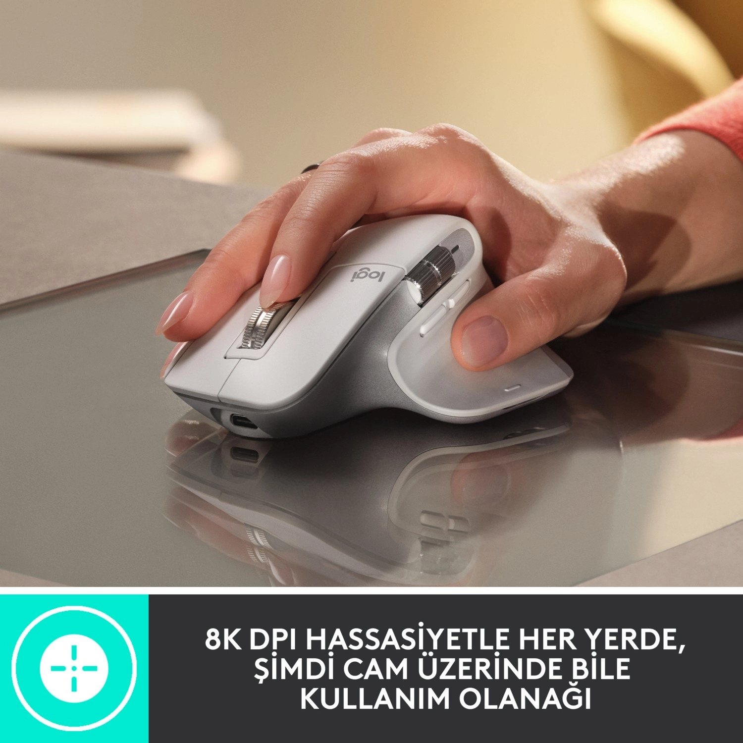Logitech 910-006560 Mx Master 3S Kablosuz Performans Mouse Açık Gri - Görsel 3