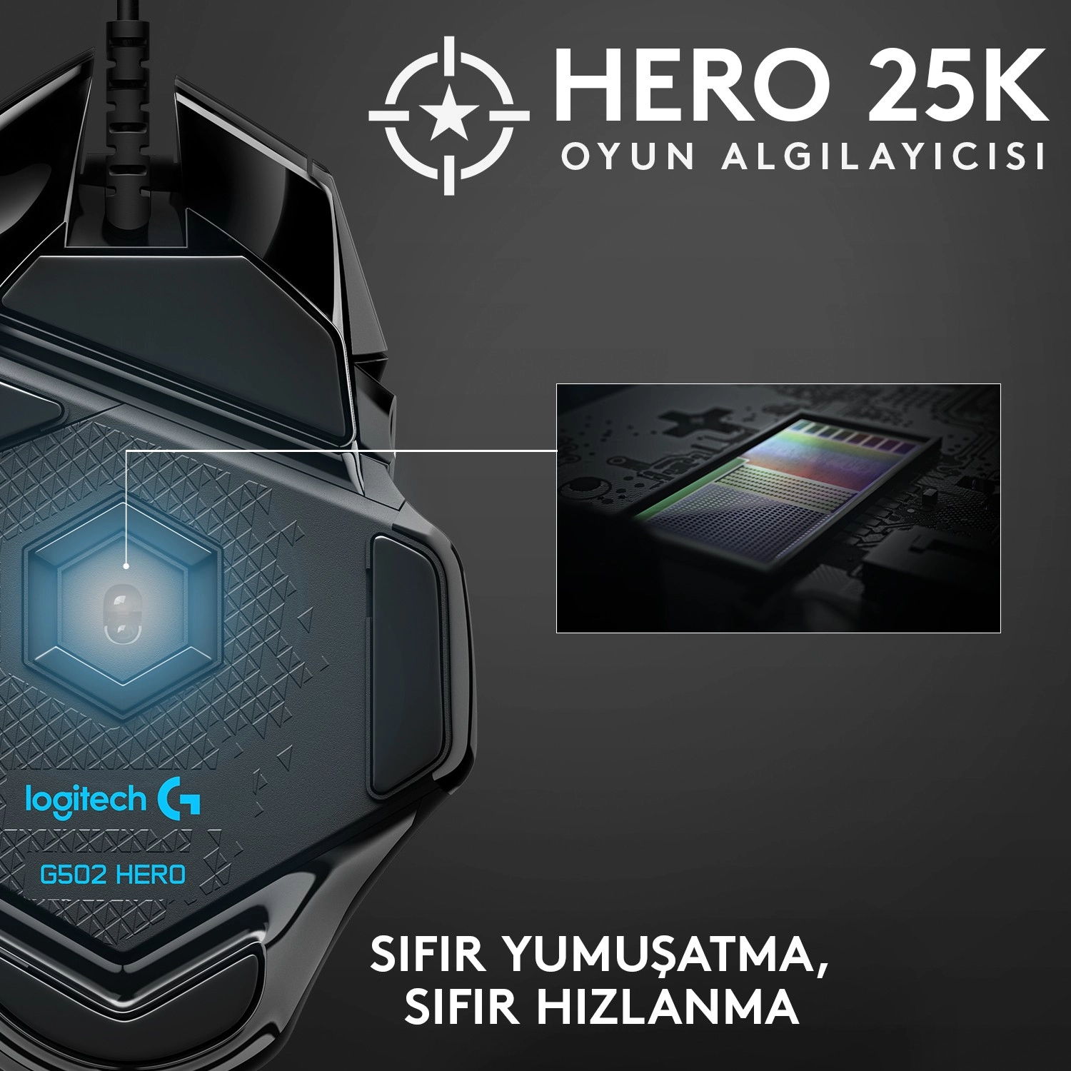 Logitech G G502 Hero Lightsync 25.600 Dpi Yüksek Performanslı Kablolu Oyuncu Mouse - Siyah - Görsel 7