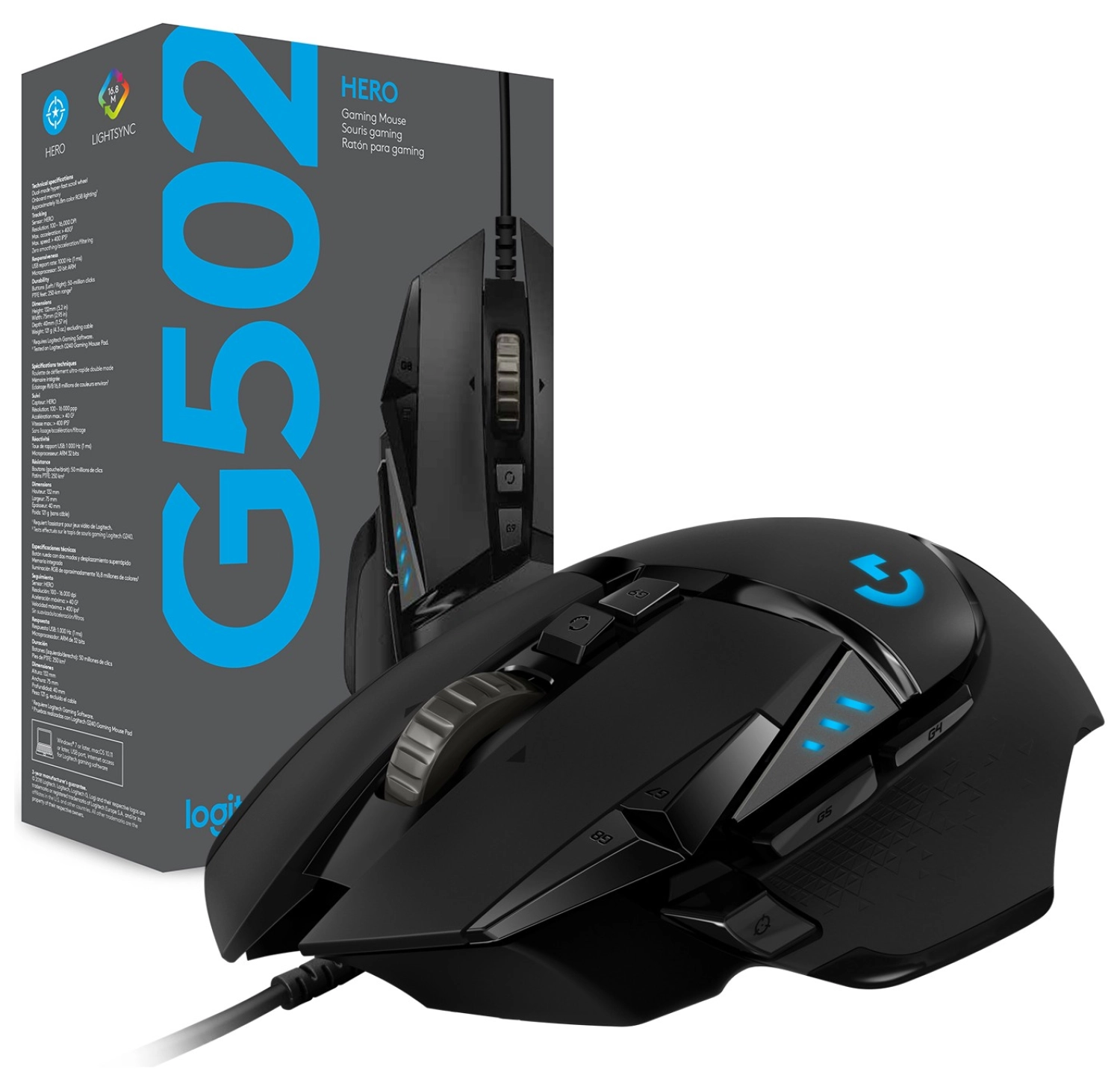 Logitech G G502 Hero Lightsync 25.600 Dpi Yüksek Performanslı Kablolu Oyuncu Mouse - Siyah - Görsel 3