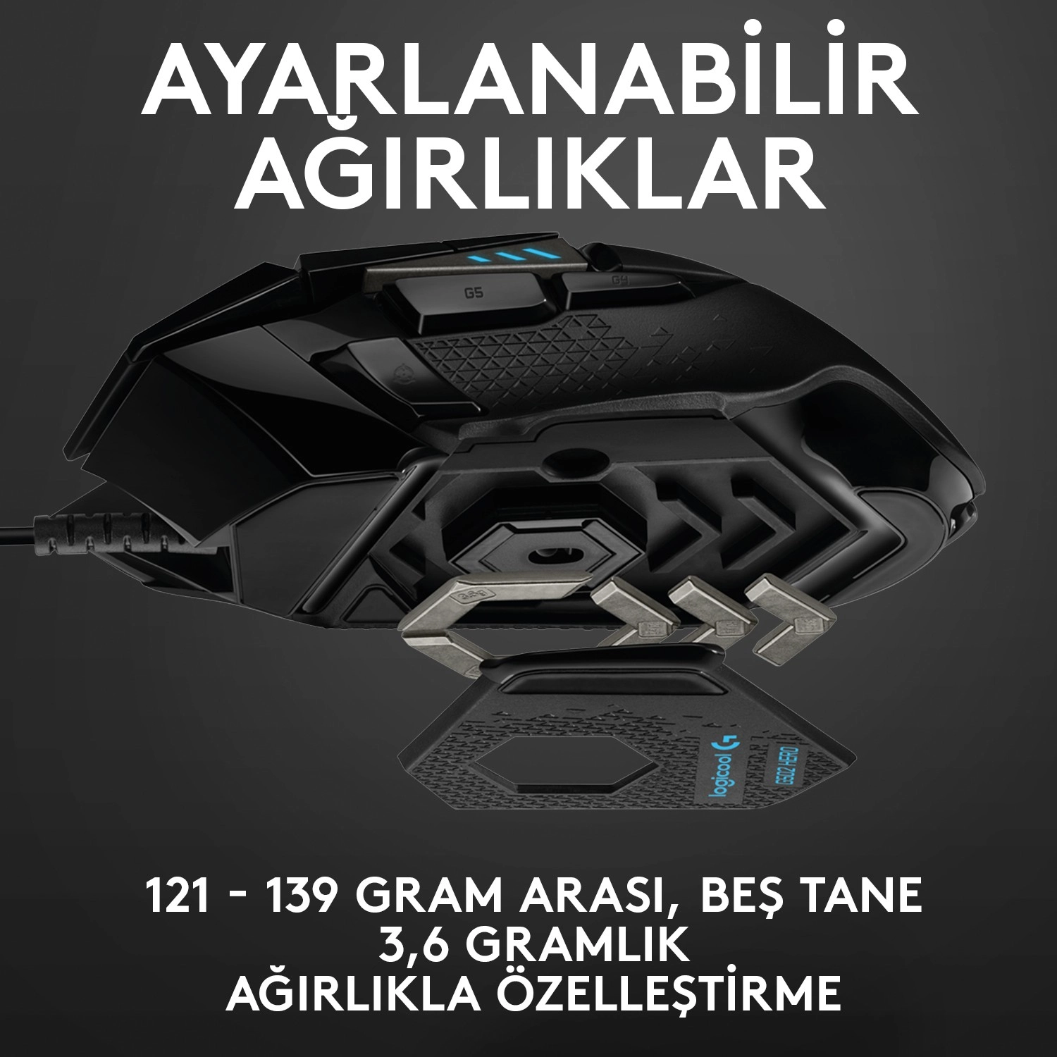 Logitech G G502 Hero Lightsync 25.600 Dpi Yüksek Performanslı Kablolu Oyuncu Mouse - Siyah - Görsel 8
