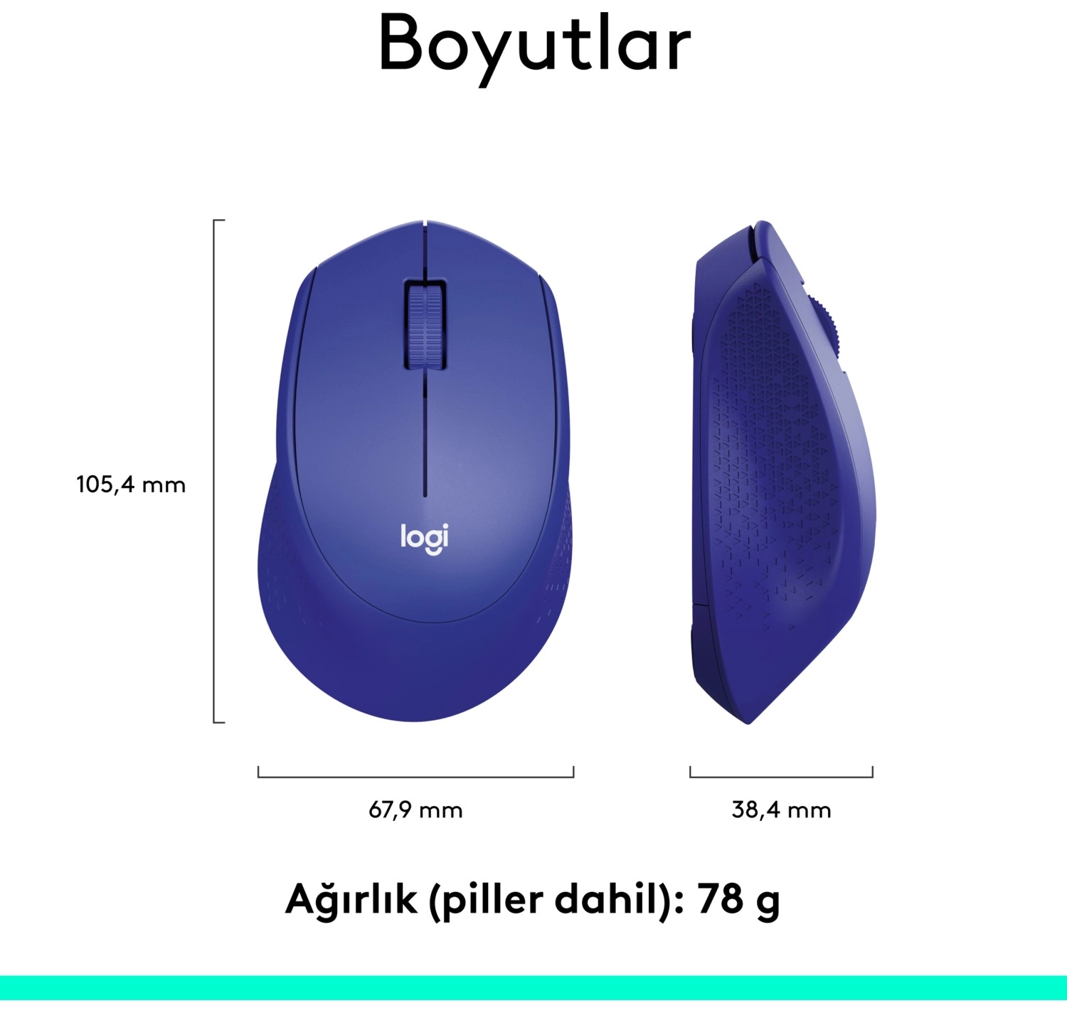 Logitech M330 Sessiz Kablosuz Optik Mouse - Mavi - Görsel 7