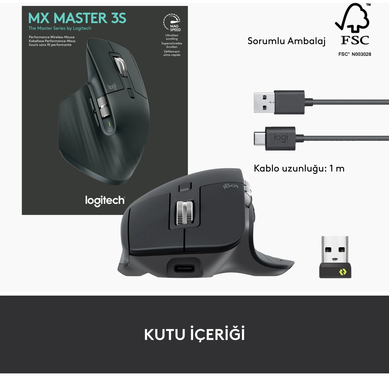Logitech Mx Master 3S Performans 8000 Dpi Optik Sensörlü Sessiz Kablosuz Mouse - Siyah - Görsel 8