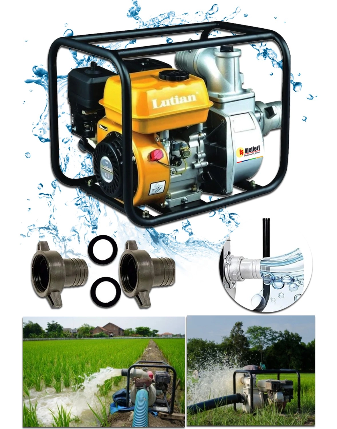 Lutian Bakır Sargılı Yüksek Performans 7 Hp Yakıt Tasarruflu 2 Inc Benzinli Su Pompası ürün görseli