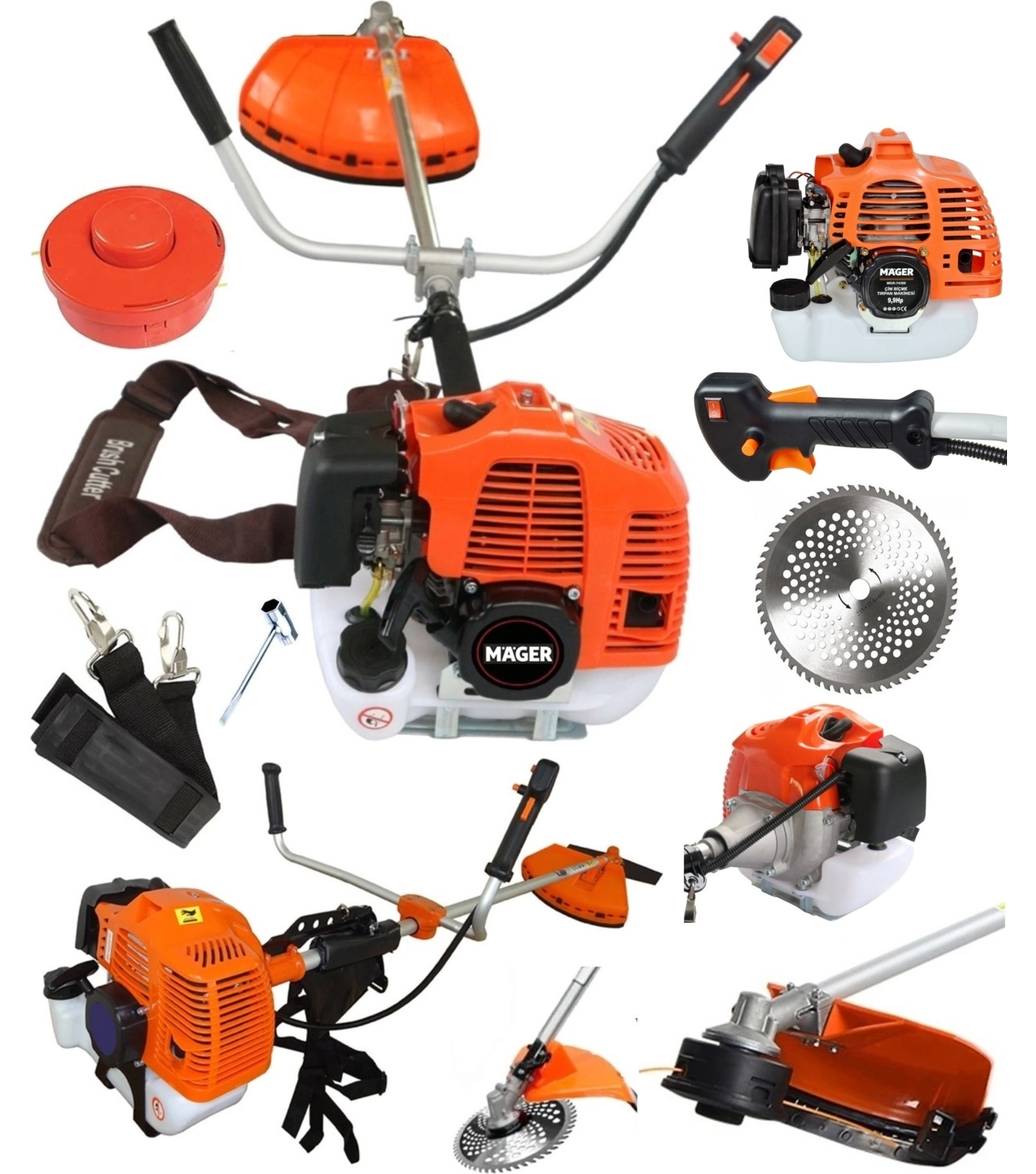 Mager 9.9 Hp Alman Metal Şanzıman Yan Tip Benzinli Ot Çalı Çim Biçme Tırpan Makinesi ürün görseli