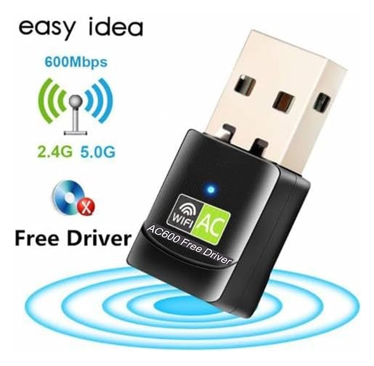 Maxgo 3123 Usb Wifi Adaptörü 600Mbps Usb Kablosuz Alıcı Dongle Alıcı Masaüstü Tak Çalıştır - Görsel 2