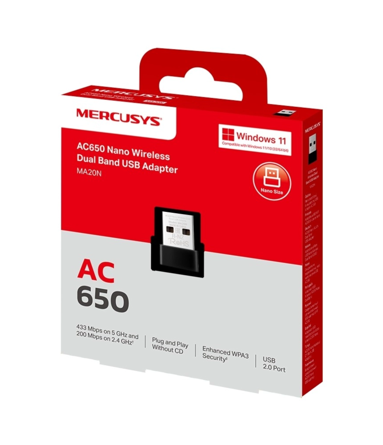 Mercusys Ma20N | Ac650 Mbps Dual-Band Wi‑Fi 5 Nano Usb Adaptör | Kompakt & Tak‑Çalıştır | Wpa3 | Windows 10/11 - Görsel 3