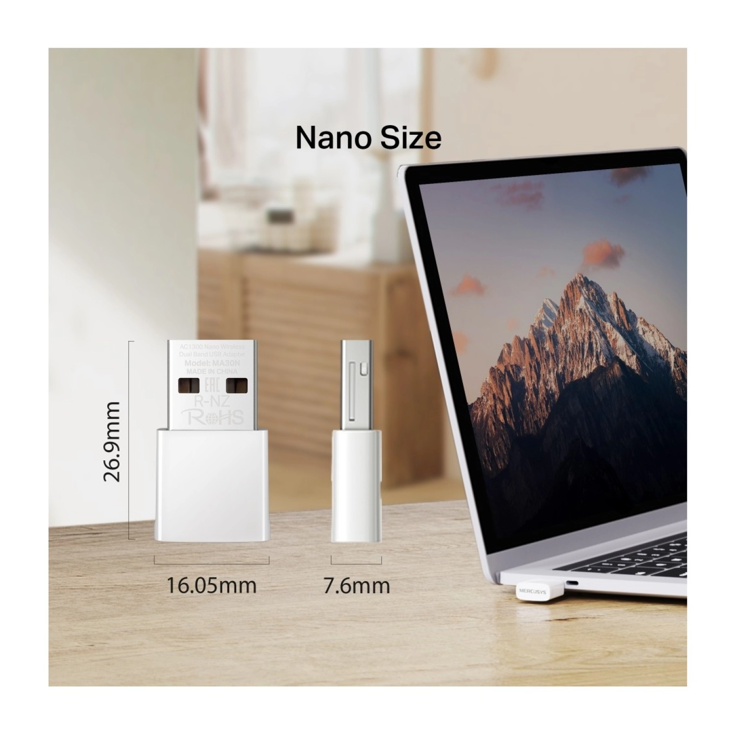 Mercusys Ma30N | Ac1300 Mbps Dual‑Band Wi‑Fi 5 Nano Usb Adaptör - Görsel 3