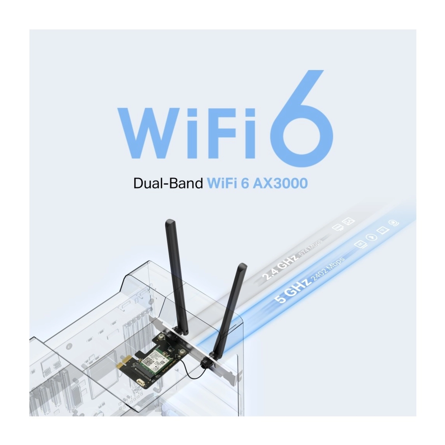 Mercusys Y Ma80Xe, Ax3000 Wi-Fi 6 Bluetooth 5.2 Pcie Adaptör - Görsel 3