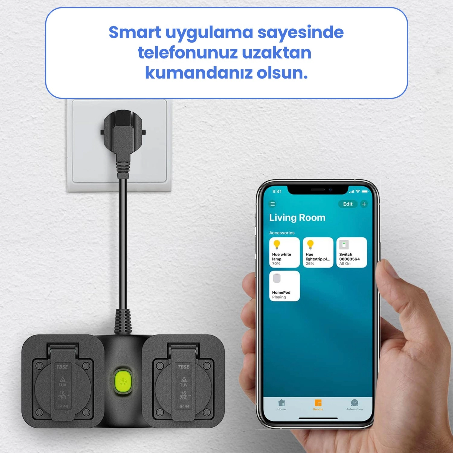 Meross Wi-Fi Uzaktan Kontrollü Akım Korumalı Suya Karşı Dayanıklı Akıllı 2'Li Dış Alan Prizi - Görsel 2