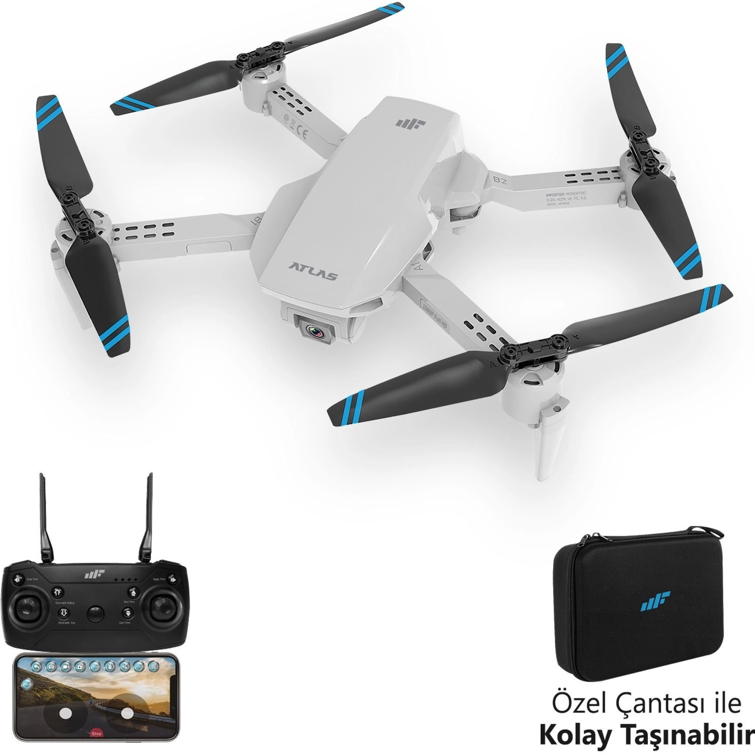 Mf Product Atlas 0650 Smart Drone 1080P Beyaz - Görsel 4
