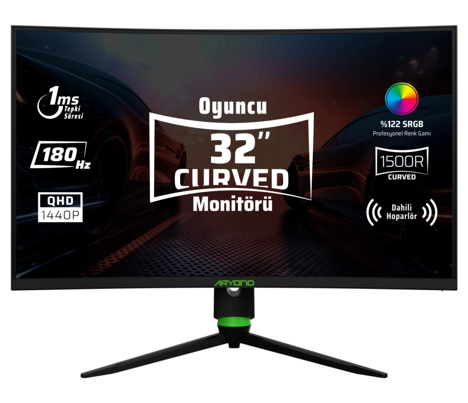 Monster Aryond A32 V2 32'' 180Hz Qhd Curved Hoparlörlü Oyuncu Monitörü ürün görseli